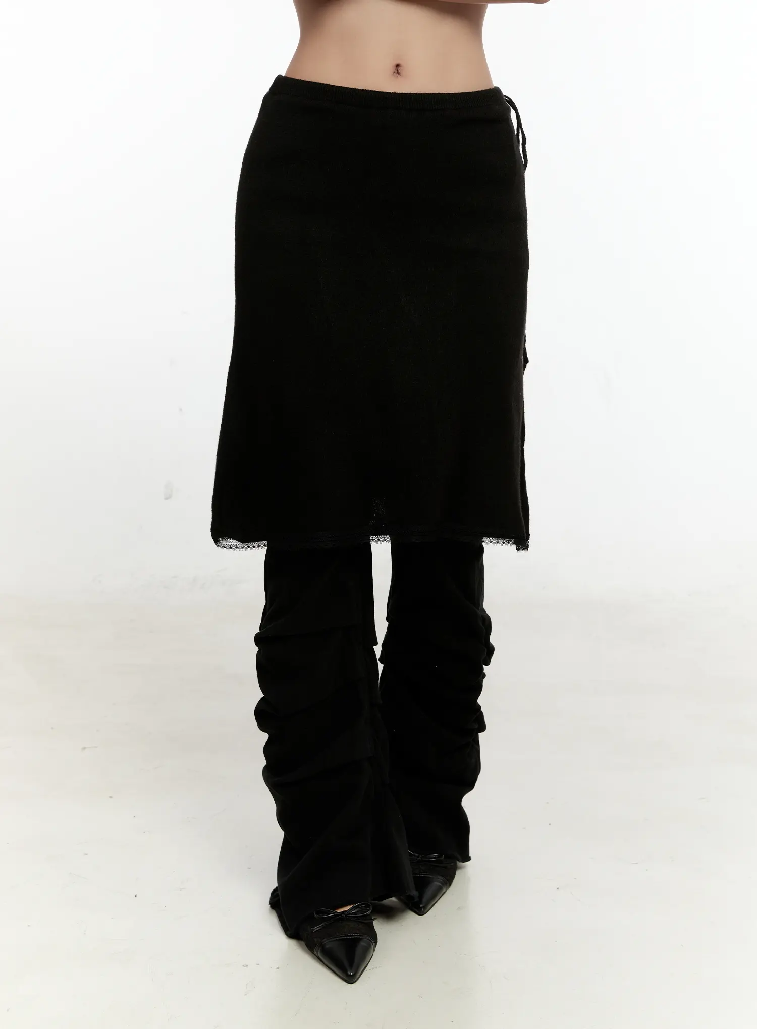 Ribbed Knit Lace Midi Skirt CN505 - Image 9