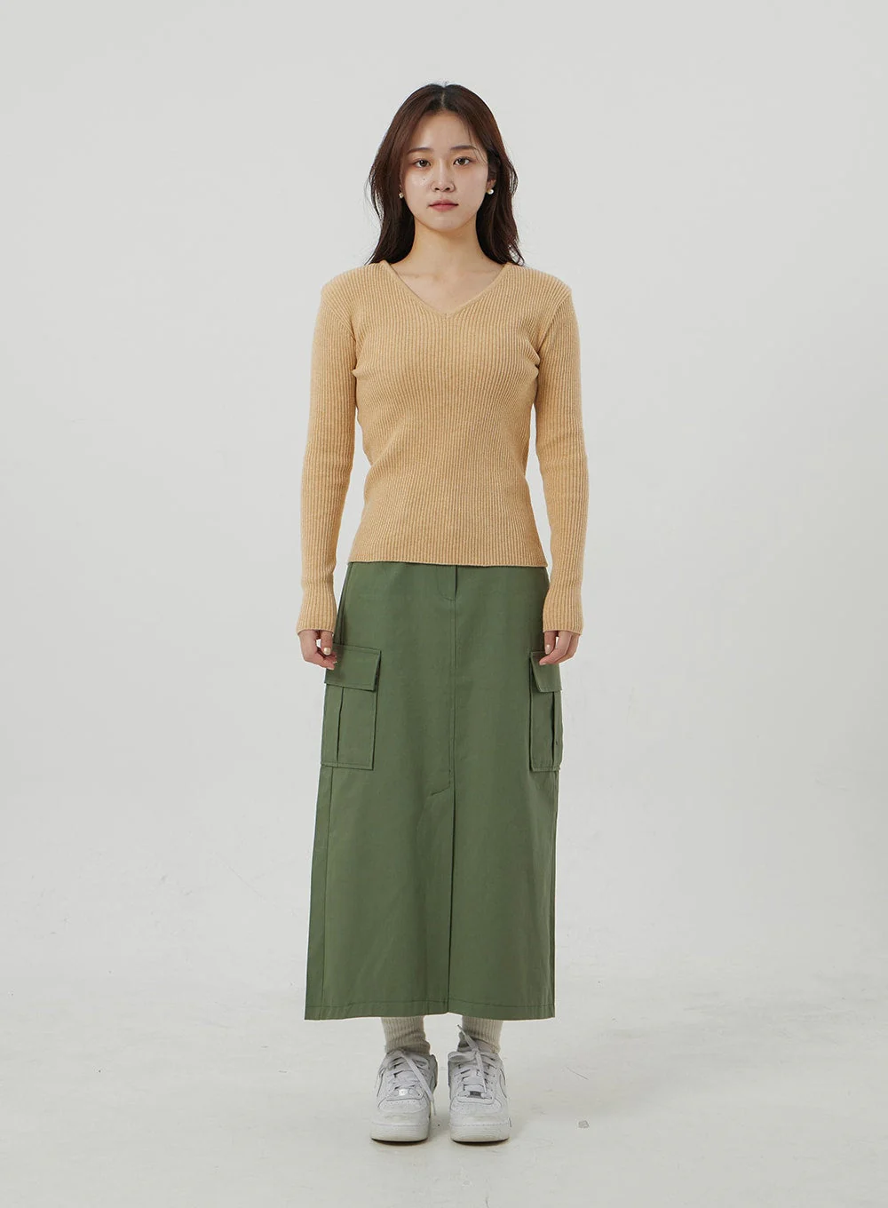Ribbed Knit V-Neck Top OJ325 - Image 10