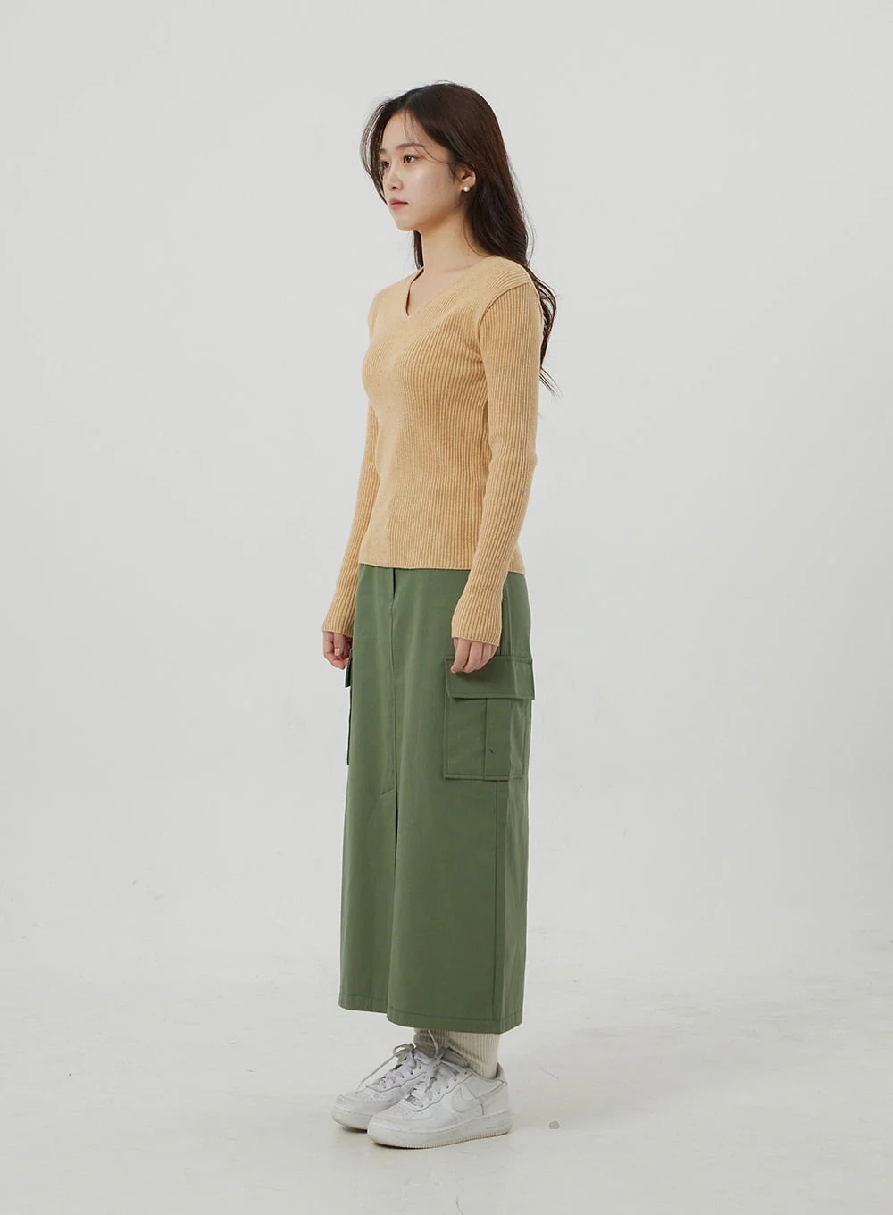 Ribbed Knit V-Neck Top OJ325 - Image 11
