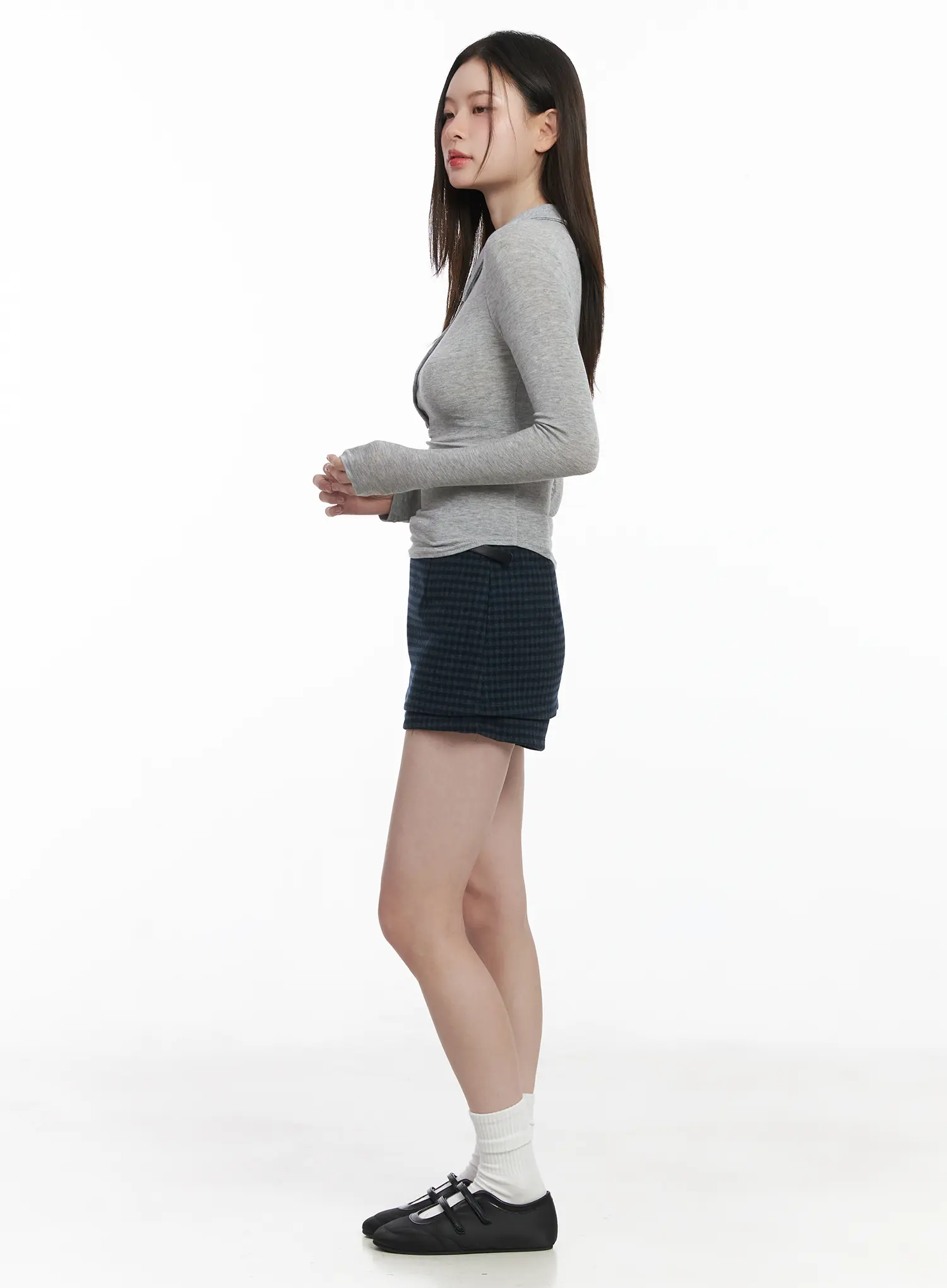 Ribbed Long-Sleeve Collared Shirt CJ507 - Image 3