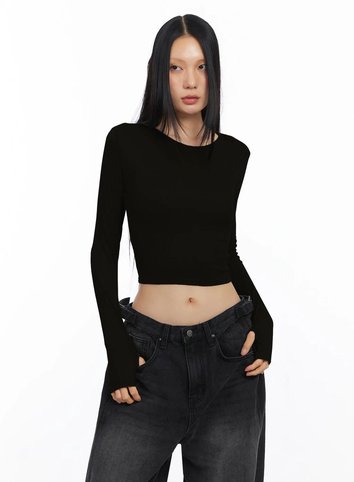 Ribbed Long Sleeve Crop Top IO517 - Image 16