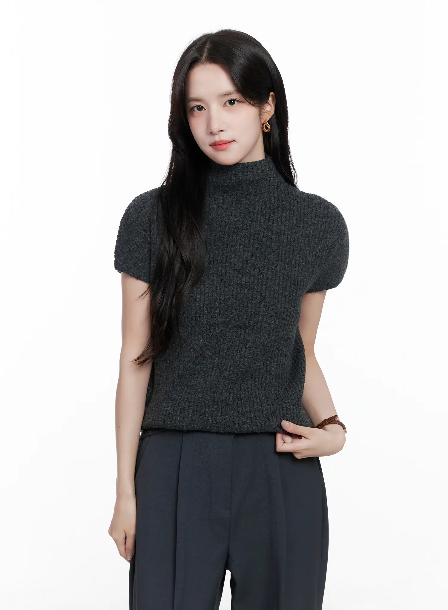 Ribbed Mock Neck Top CS523 - Image 7