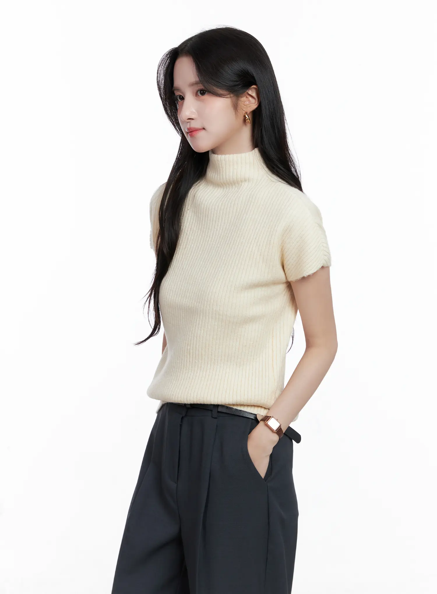 Ribbed Mock Neck Top CS523 - Image 8