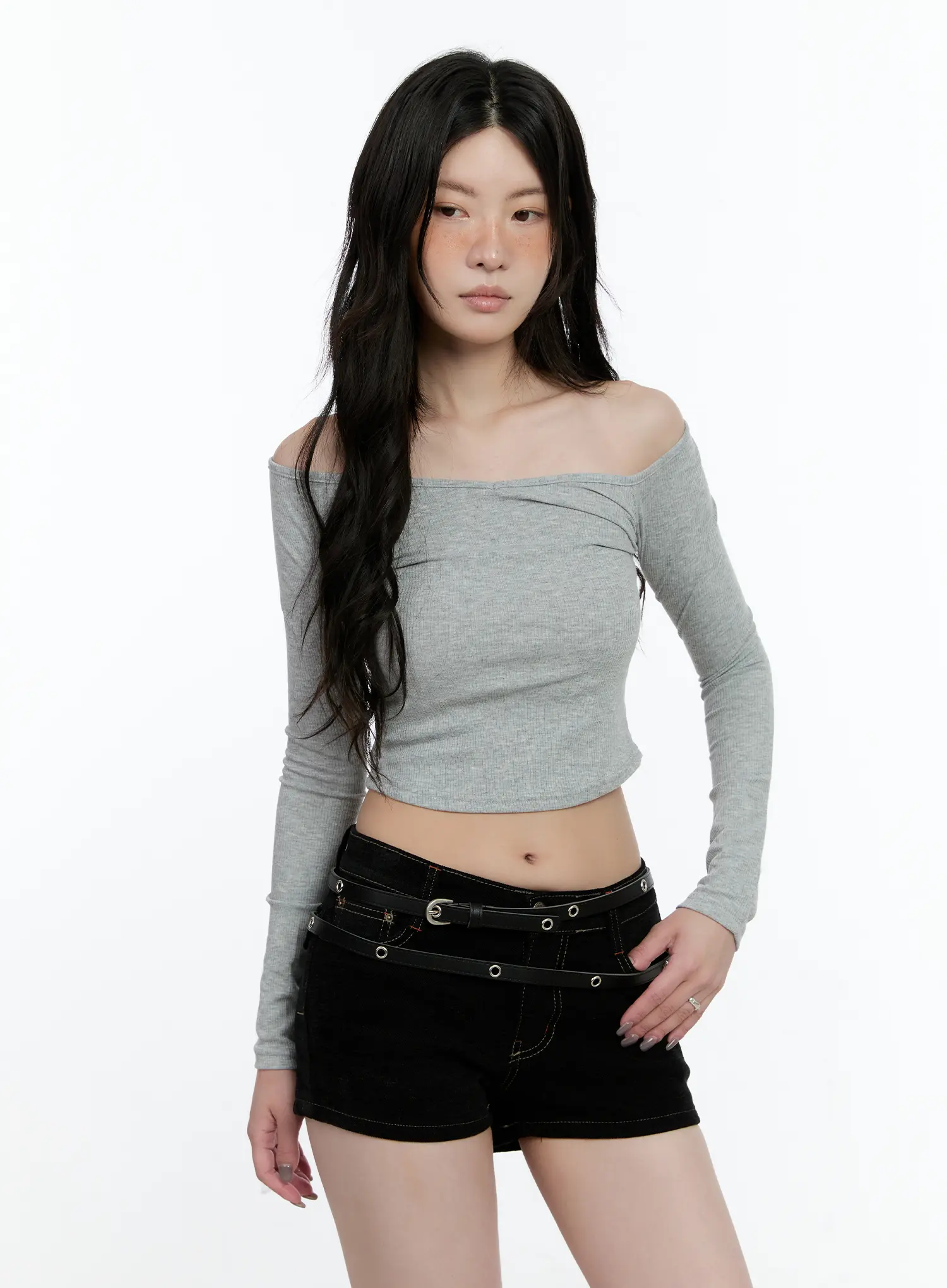 Ribbed Off-Shoulder Long Sleeve CN517 - Image 10