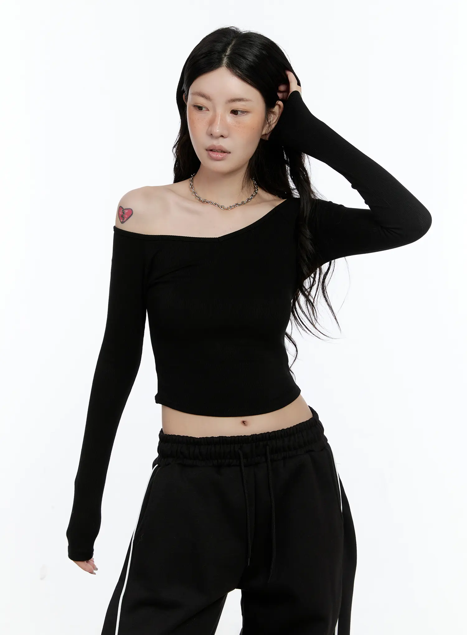 Ribbed Off-Shoulder Long Sleeve CN517 - Image 11
