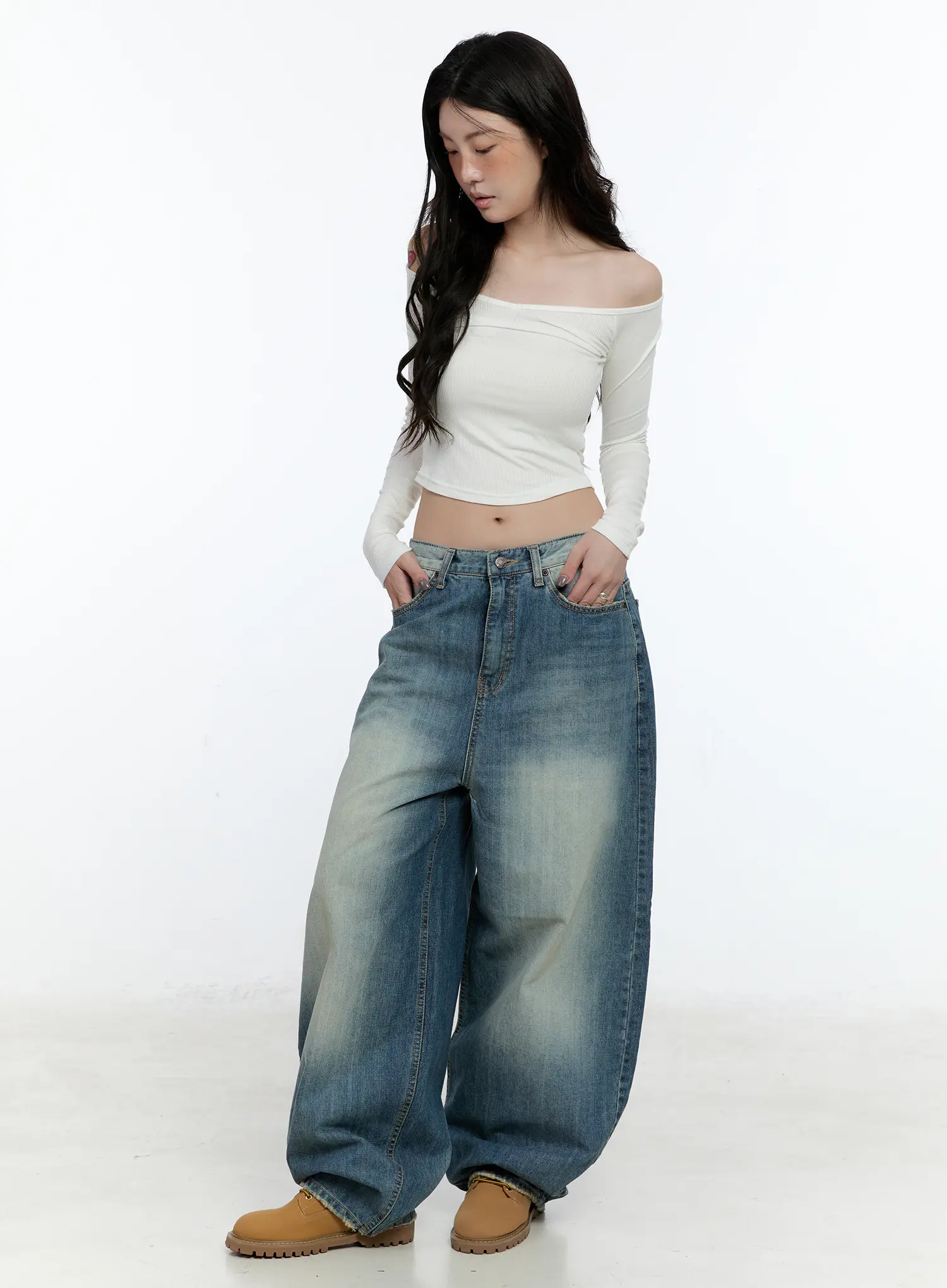 Ribbed Off-Shoulder Long Sleeve CN517 - Image 2