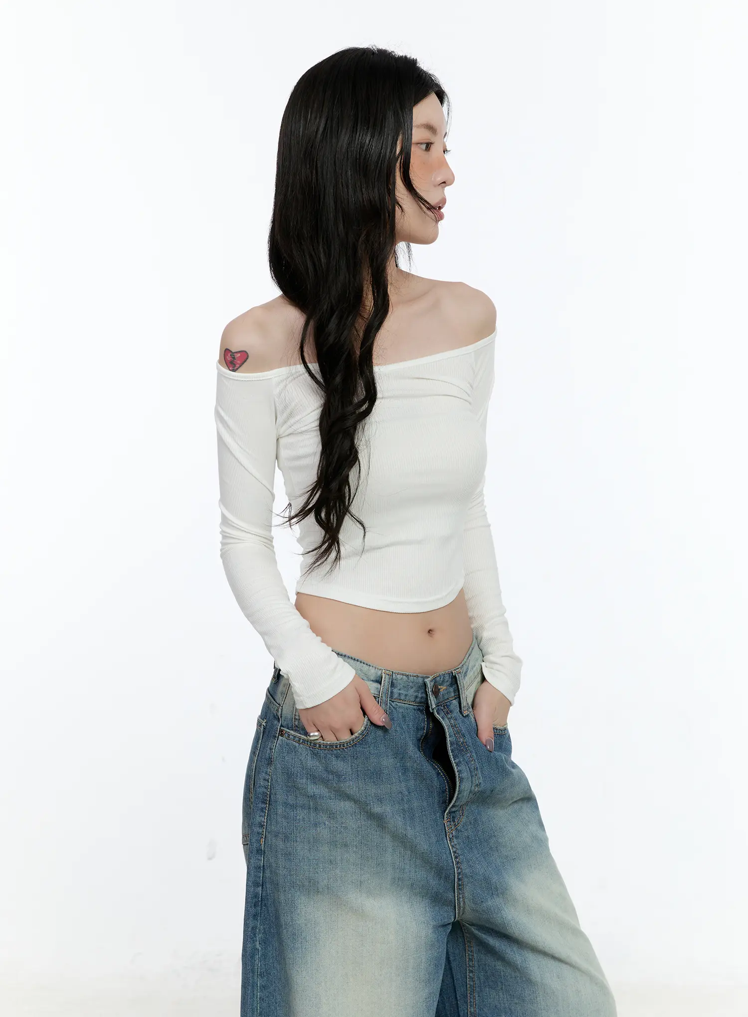 Ribbed Off-Shoulder Long Sleeve CN517 - Image 5