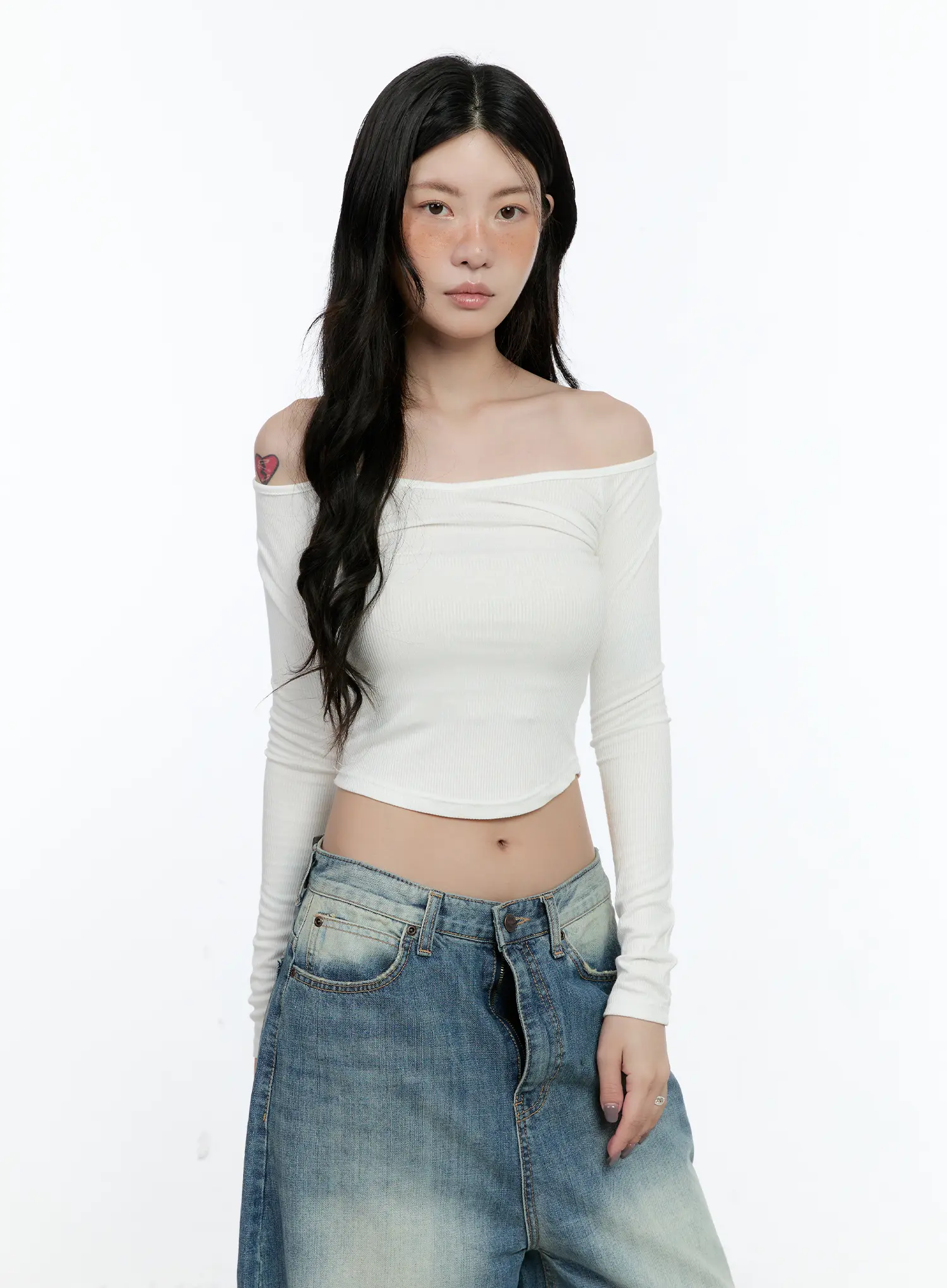 Ribbed Off-Shoulder Long Sleeve CN517 - Image 9