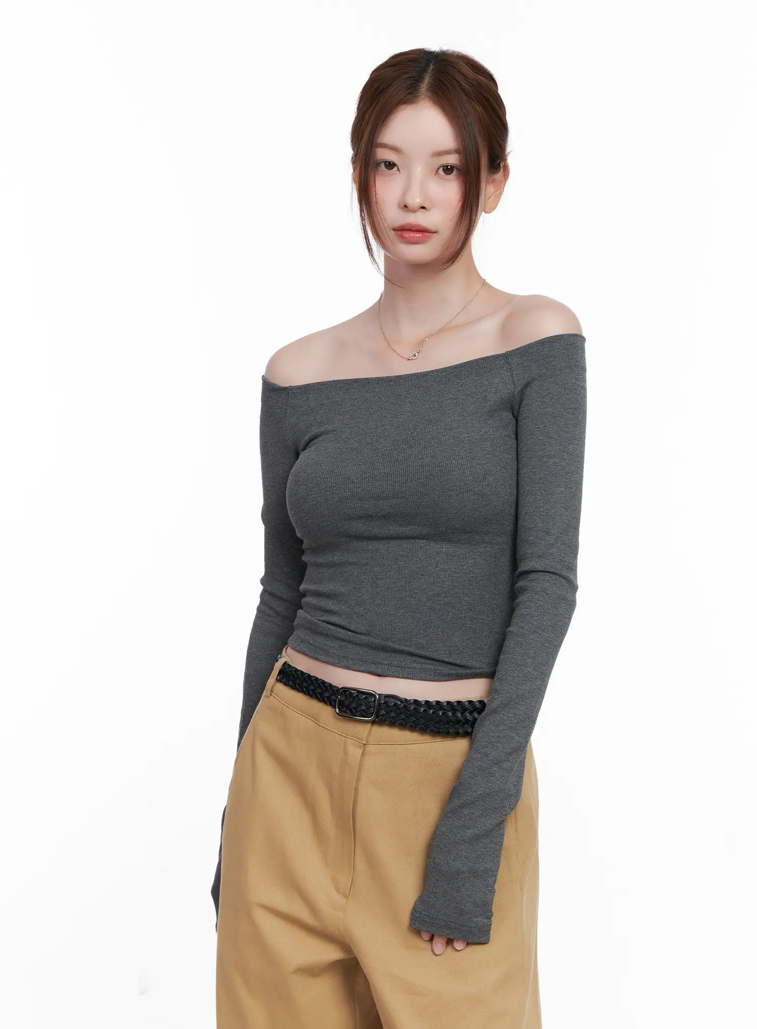 Ribbed Off-Shoulder Long Sleeve Top CG520 - Image 6