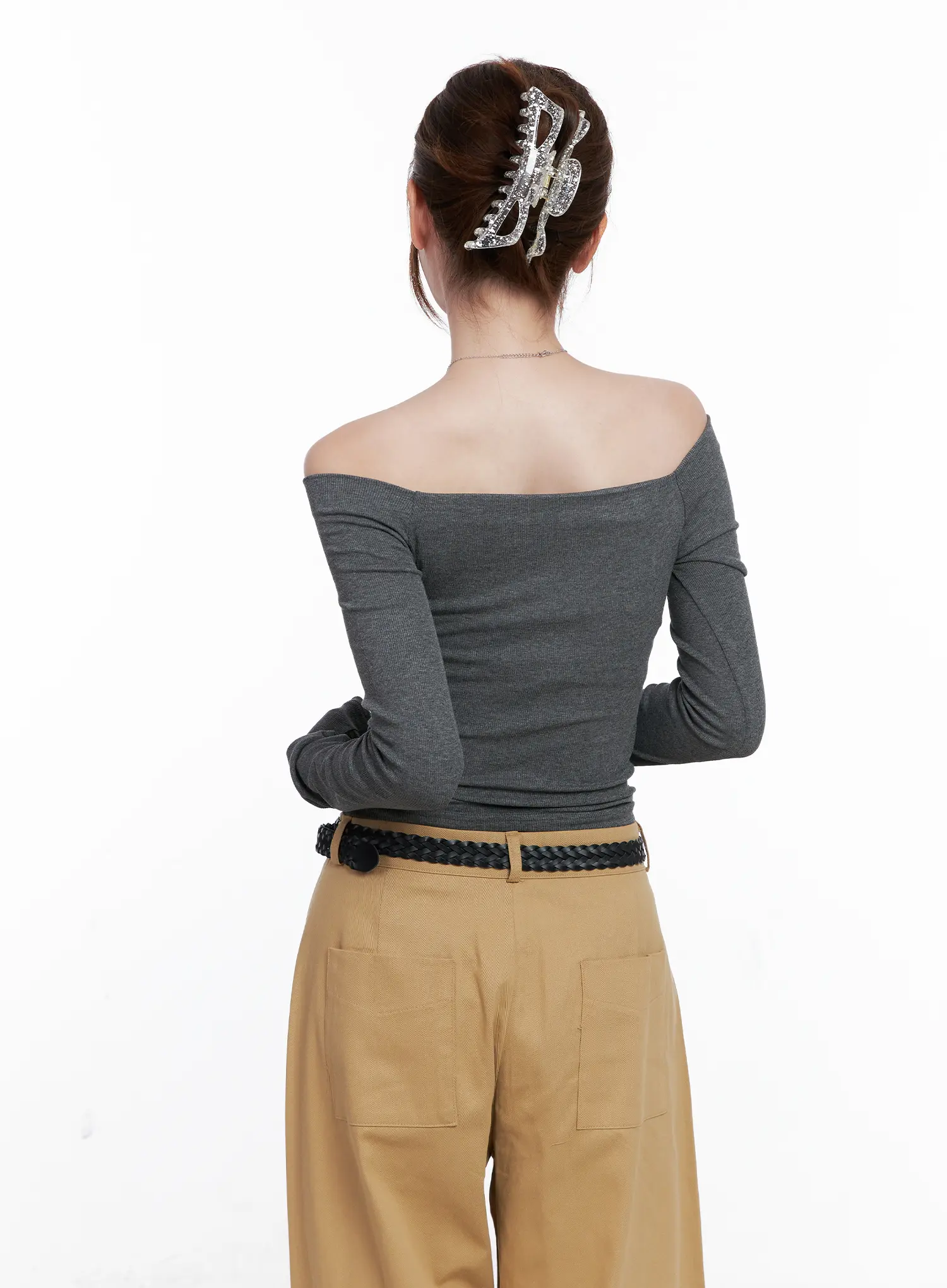 Ribbed Off-Shoulder Long Sleeve Top CG520 - Image 8