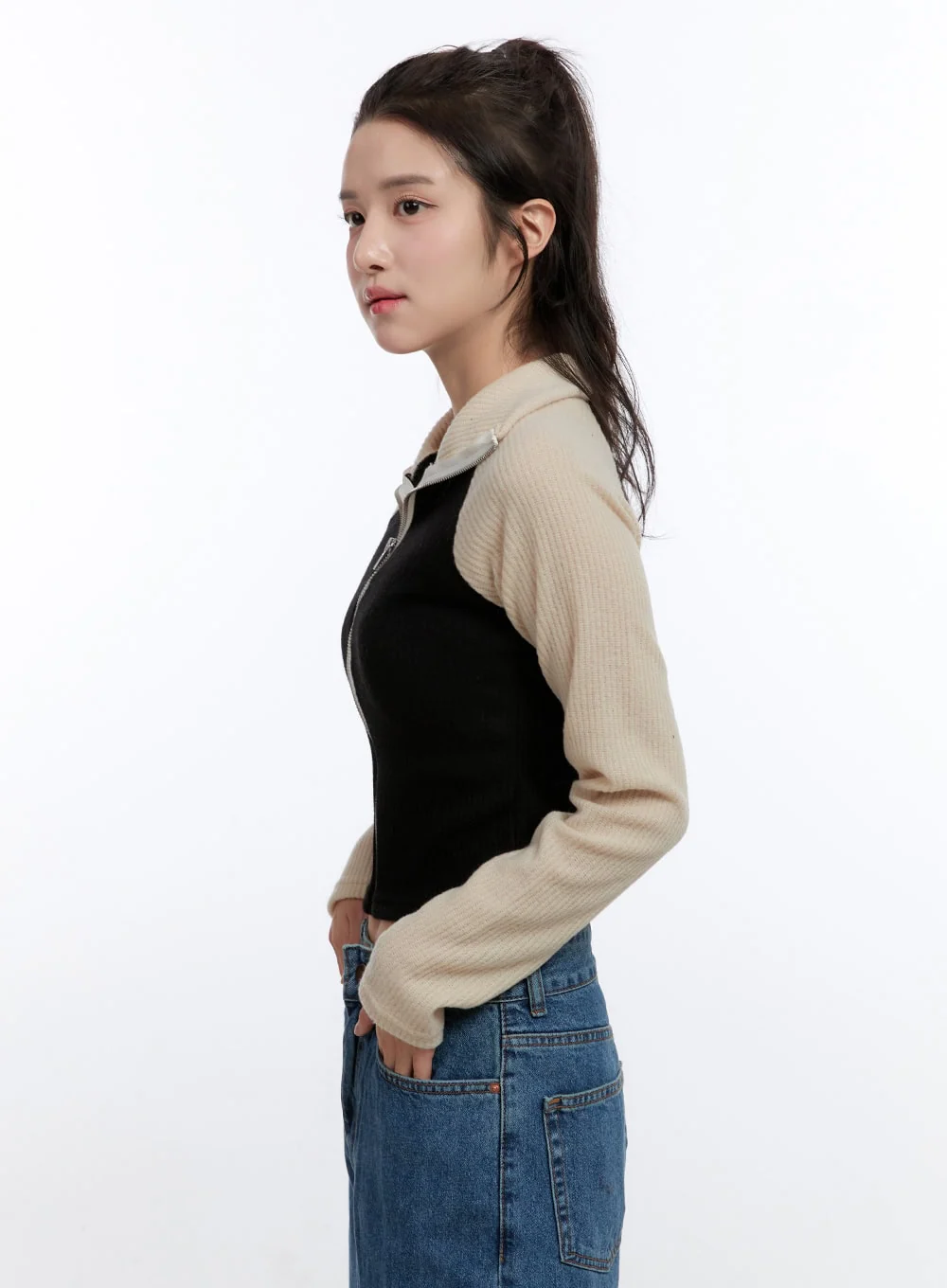 Ribbed Raglan Zip-Up ON418 - Image 6