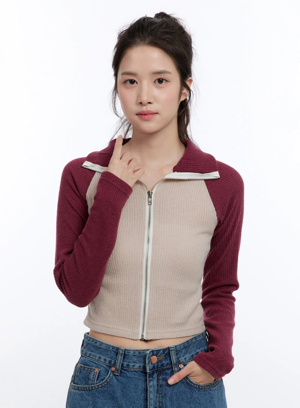 Ribbed Raglan Zip-Up ON418 - Image 8