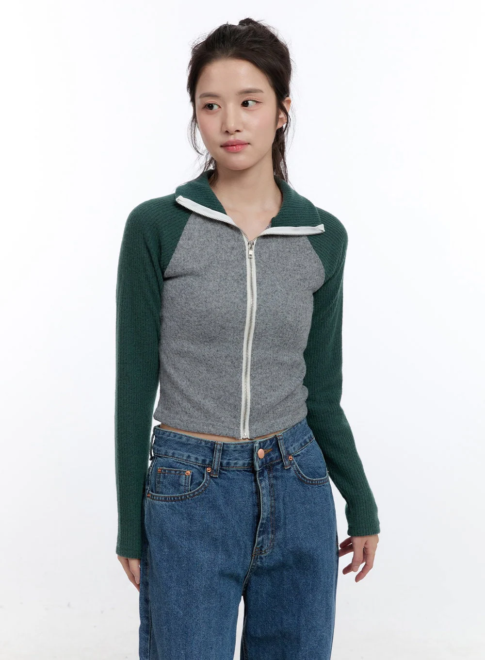 Ribbed Raglan Zip-Up ON418 - Image 9