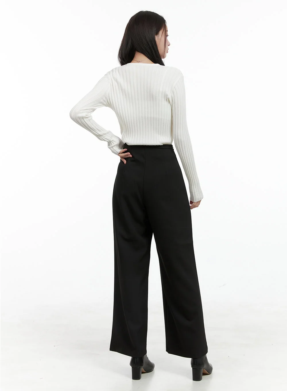 Ribbed Slim Buttoned Long Sleeve Top OG416 - Image 3