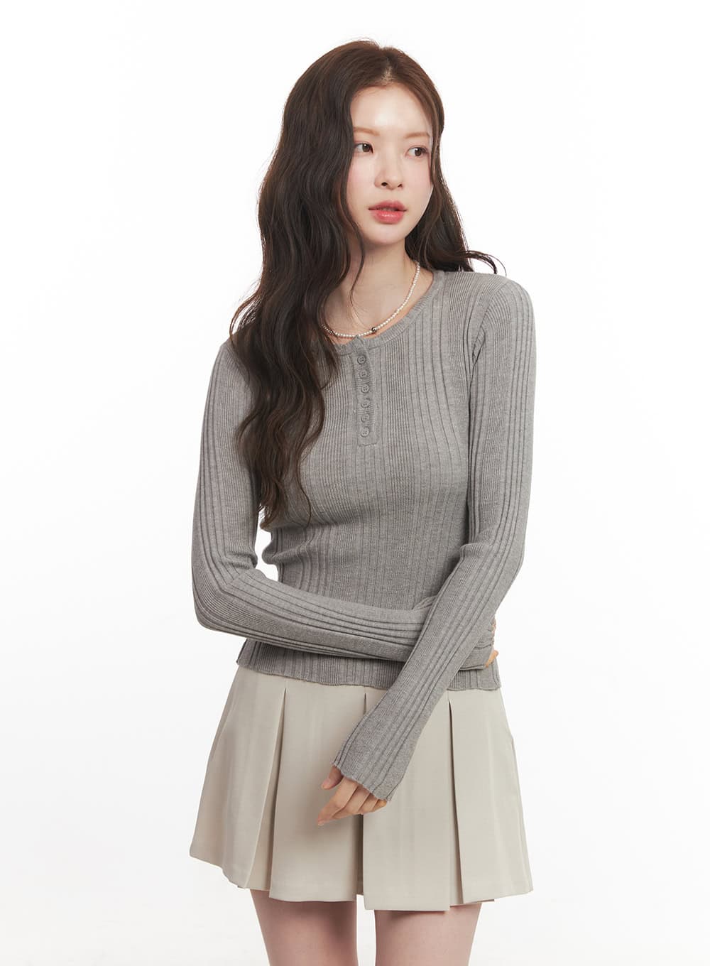 Ribbed Slim-Fit Round Neck Sweater  CA502 - Image 10