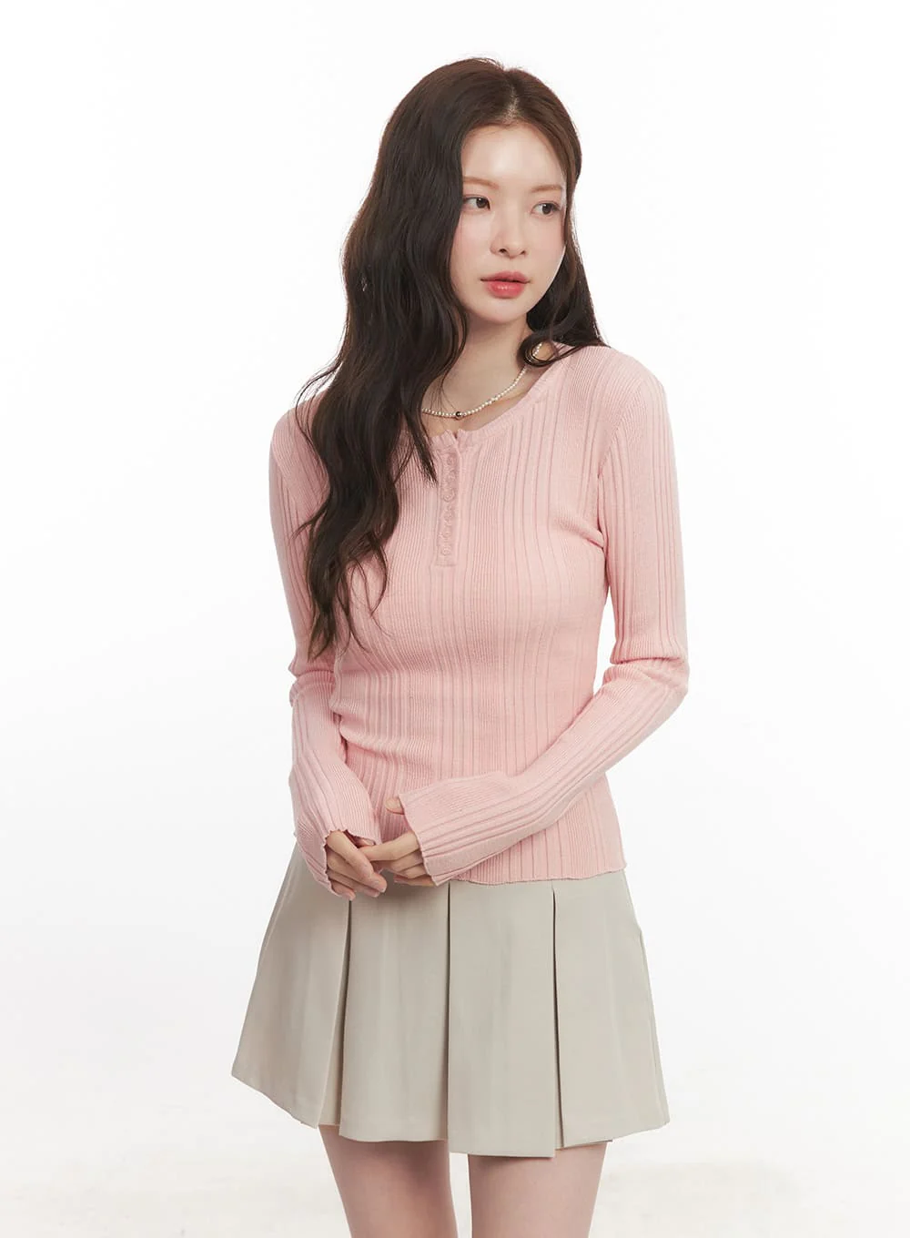 Ribbed Slim-Fit Round Neck Sweater  CA502 - Image 11