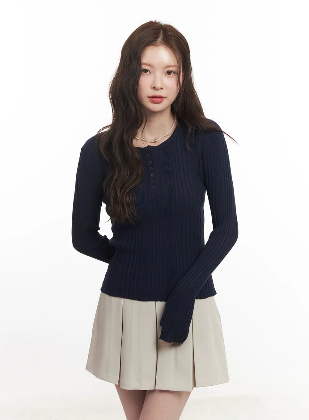 Ribbed Slim-Fit Round Neck Sweater  CA502 - Image 12