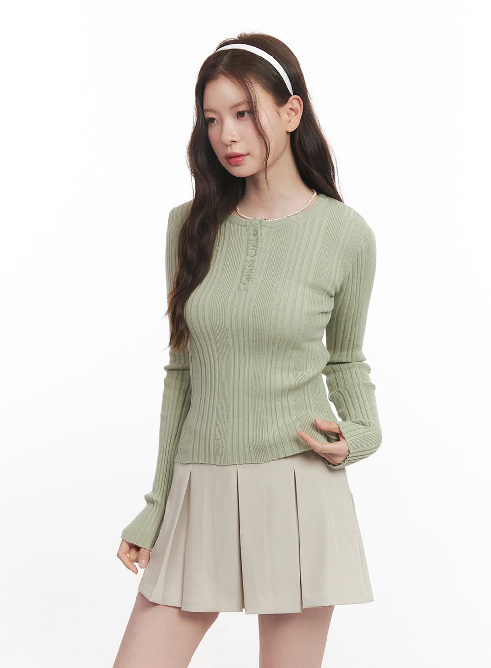 Ribbed Slim-Fit Round Neck Sweater  CA502 - Image 3