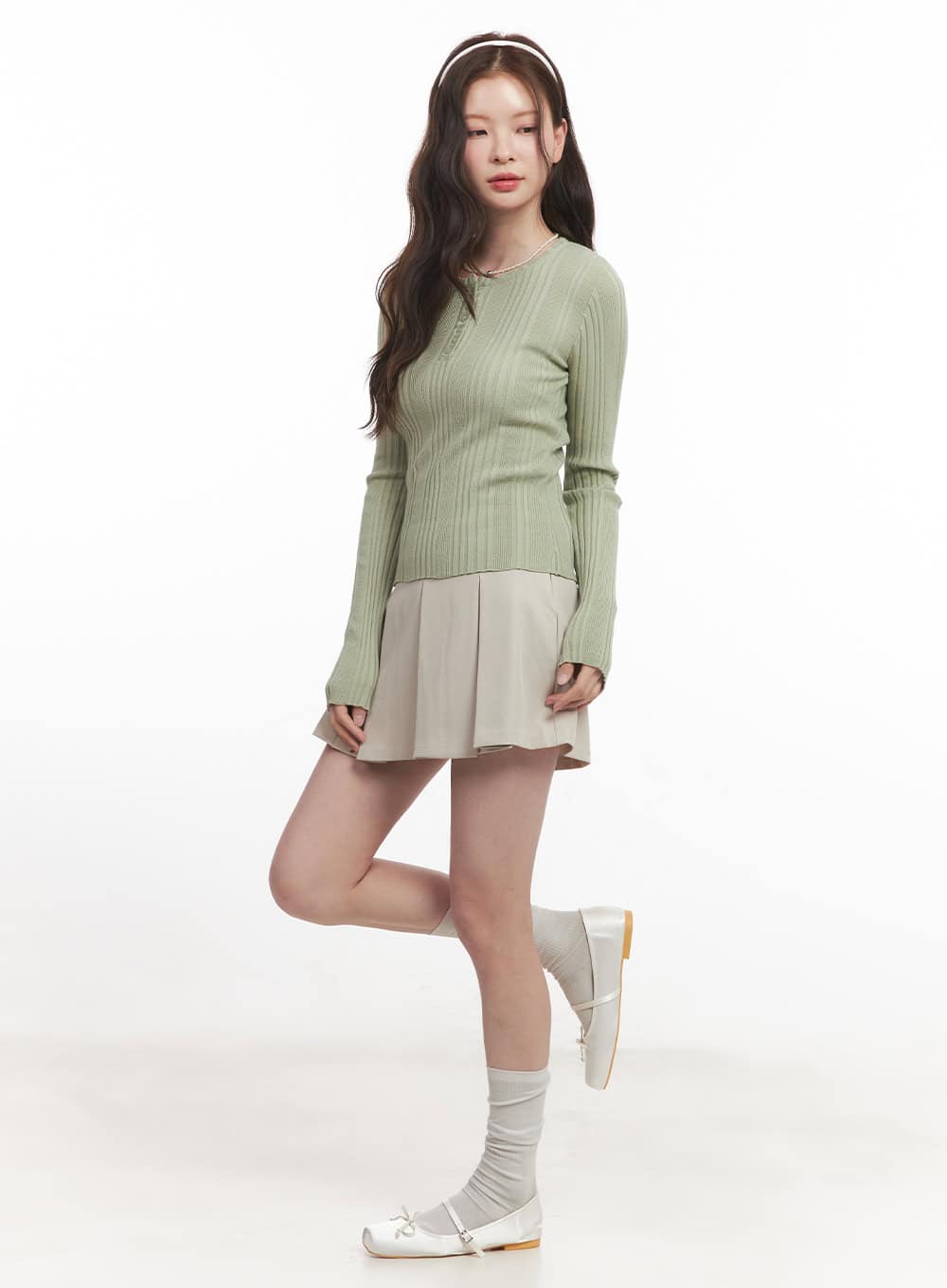 Ribbed Slim-Fit Round Neck Sweater  CA502 - Image 5