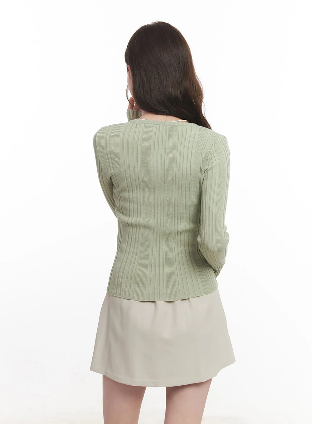 Ribbed Slim-Fit Round Neck Sweater  CA502 - Image 6