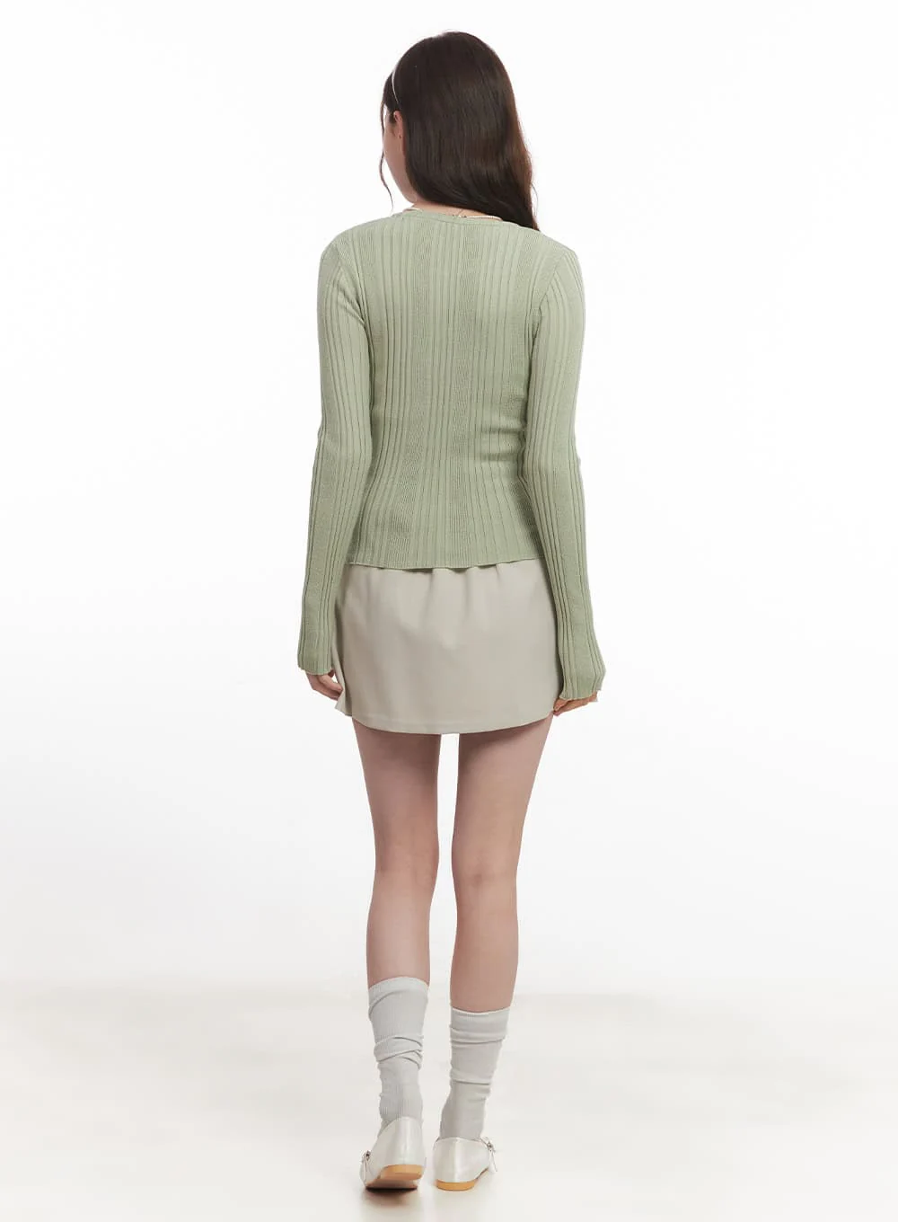 Ribbed Slim-Fit Round Neck Sweater  CA502 - Image 7