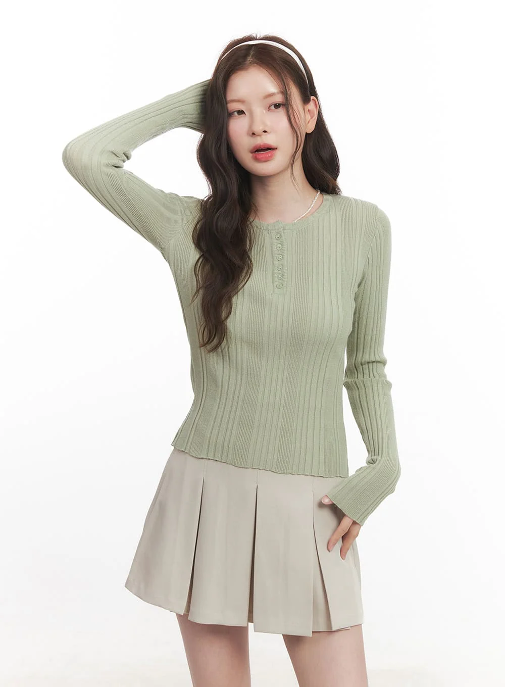 Ribbed Slim-Fit Round Neck Sweater  CA502 - Image 8