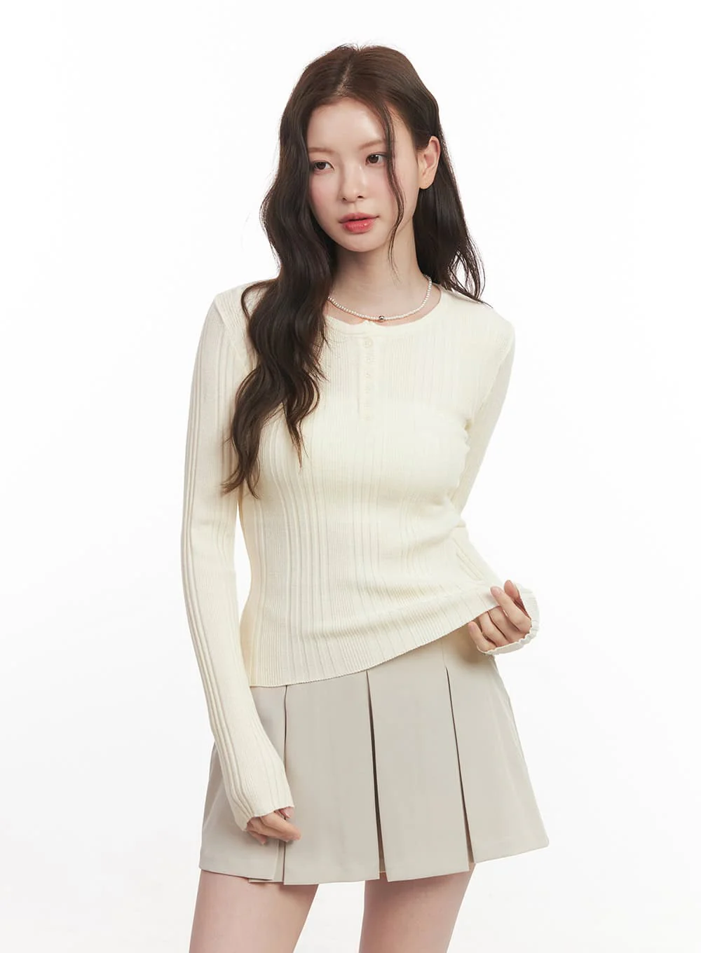 Ribbed Slim-Fit Round Neck Sweater  CA502 - Image 9