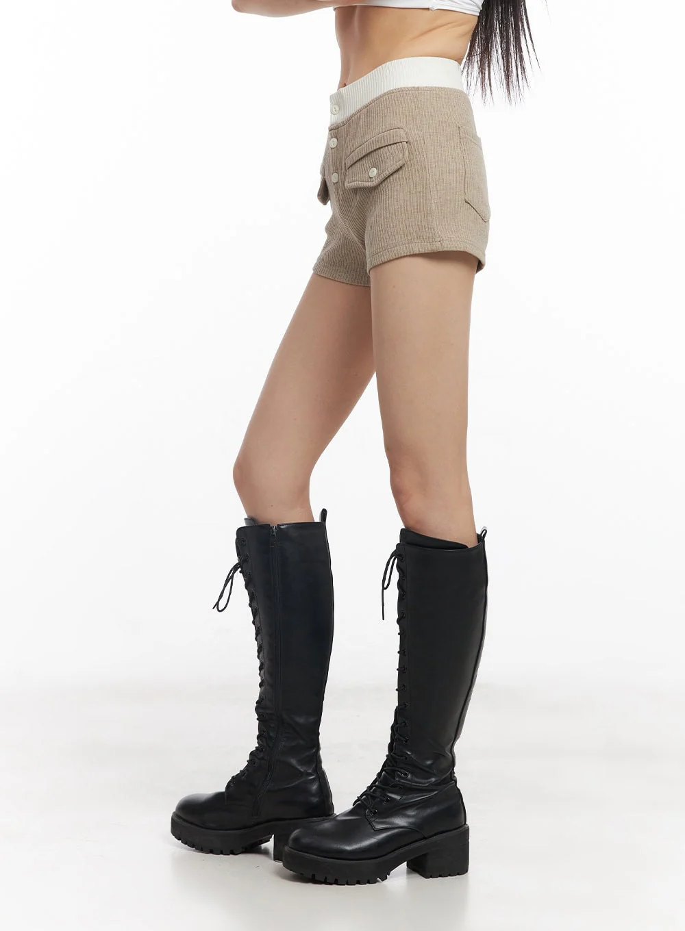 Ribbed Two-Tone Slim-Fit Shorts CY514 - Image 6