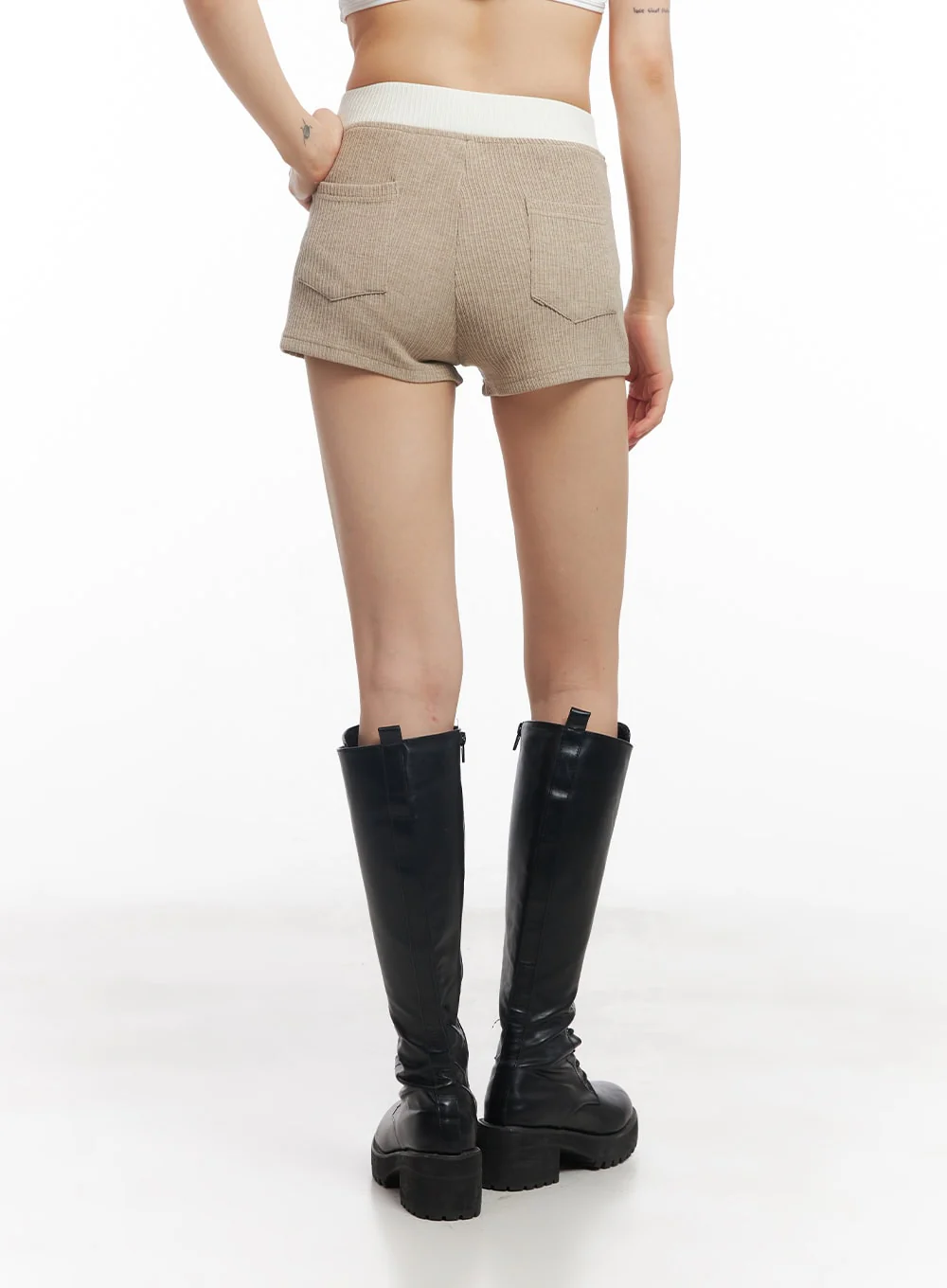 Ribbed Two-Tone Slim-Fit Shorts CY514 - Image 7