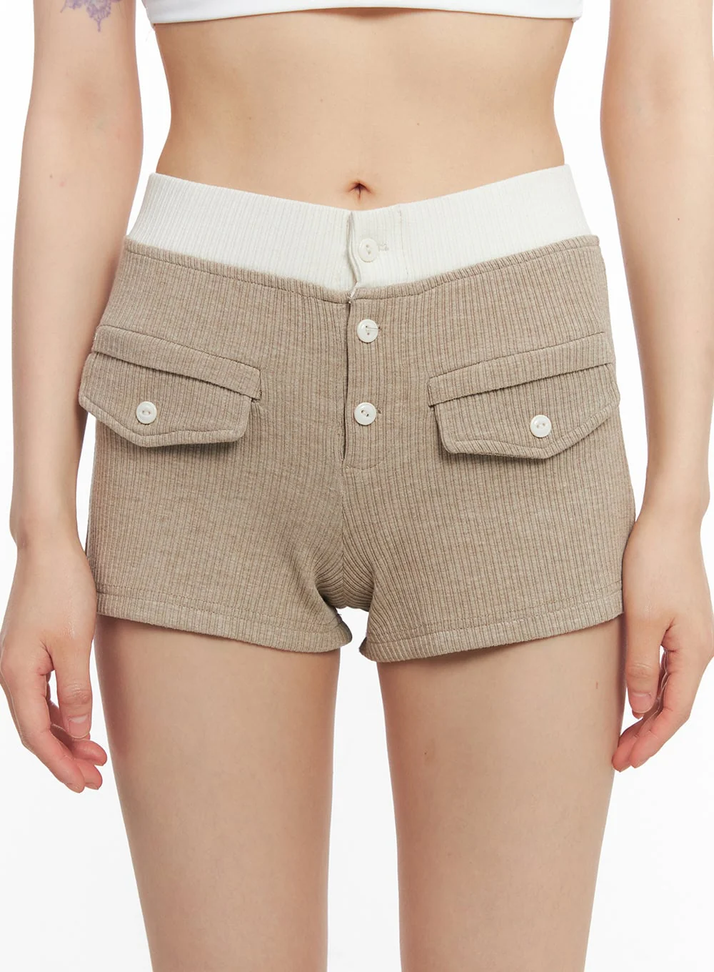 Ribbed Two-Tone Slim-Fit Shorts CY514 - Image 8