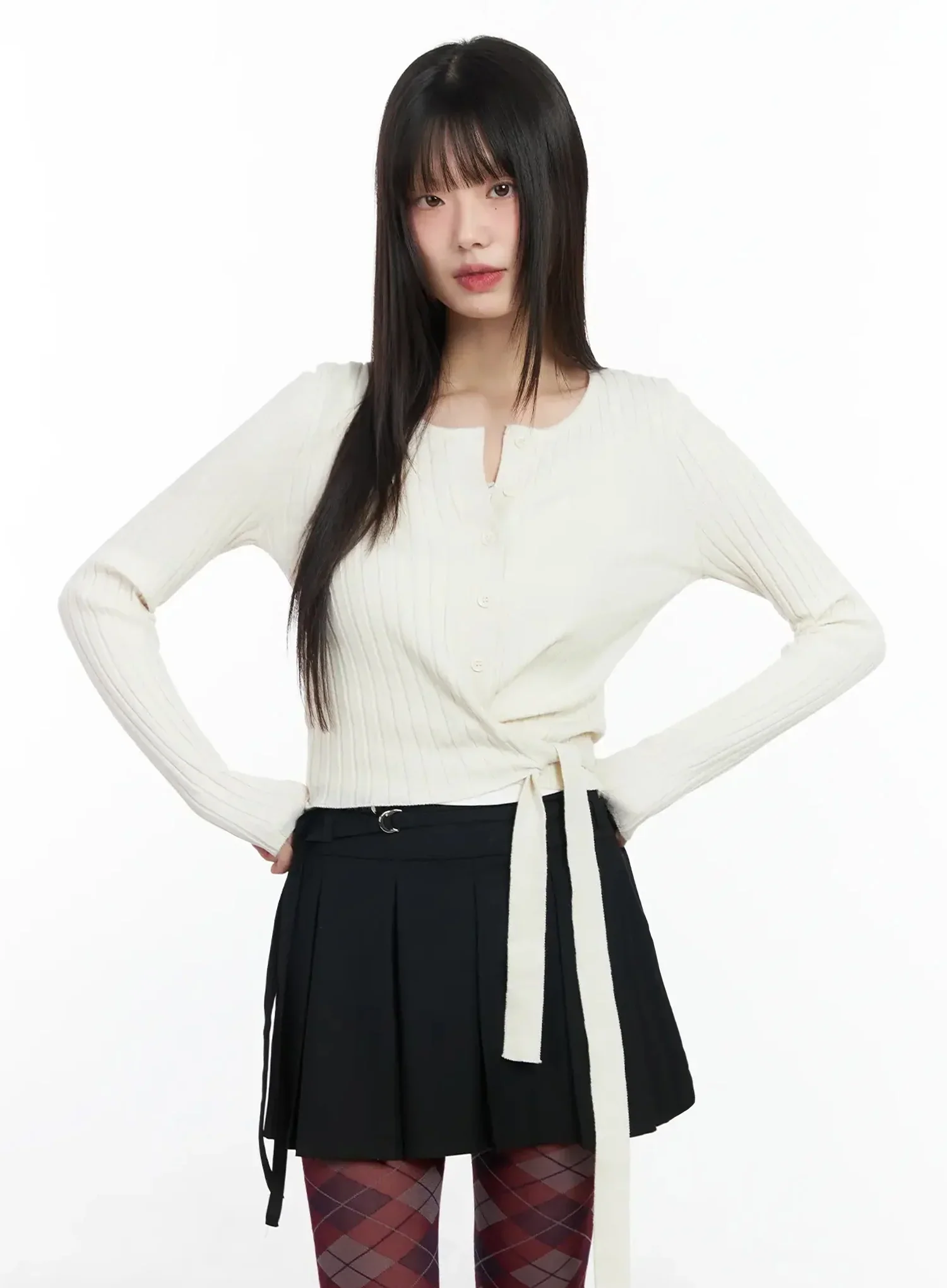 Ribbed Wrap Knit Cardigan IM523 - Image 12