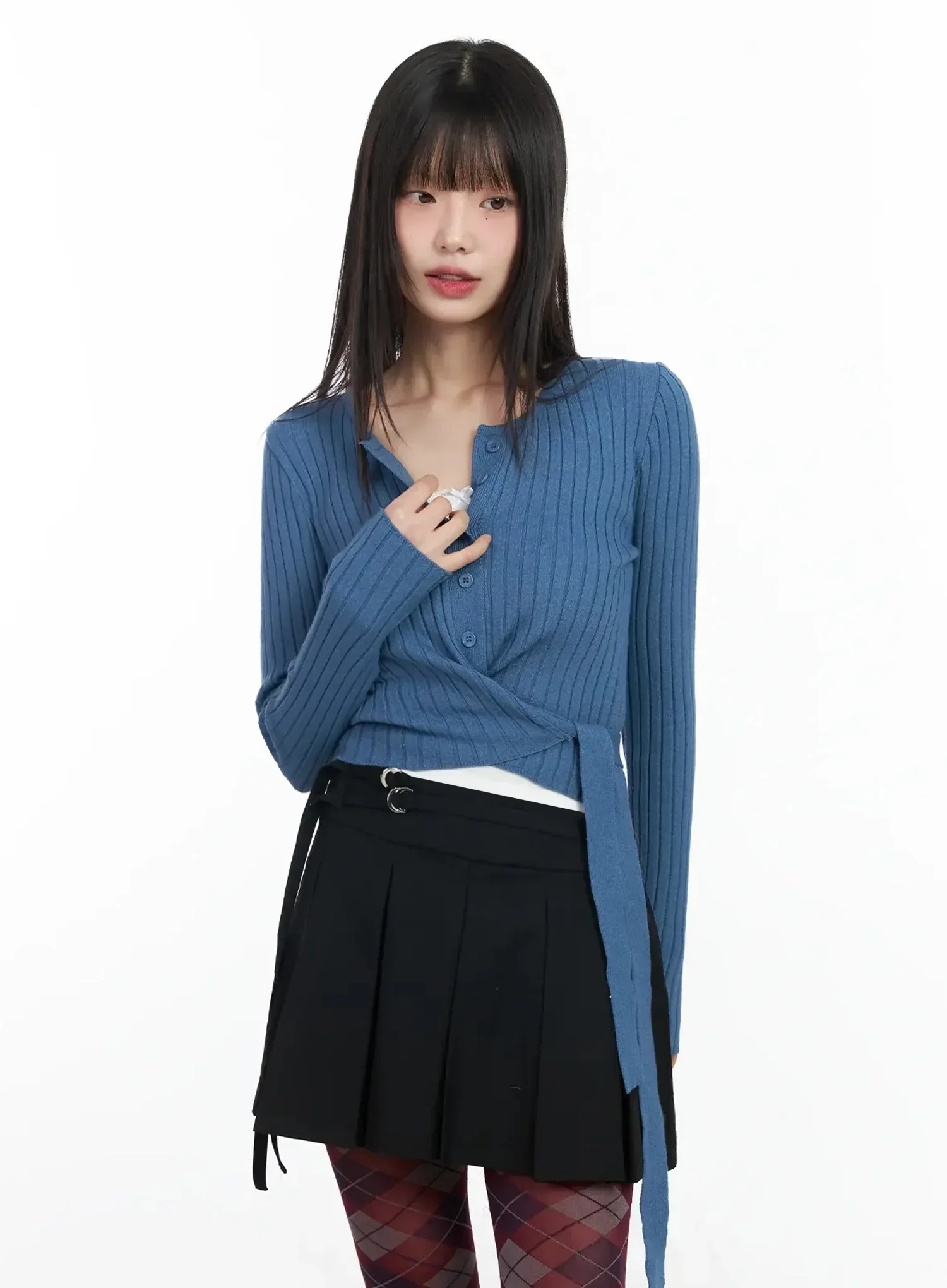 Ribbed Wrap Knit Cardigan IM523 - Image 13