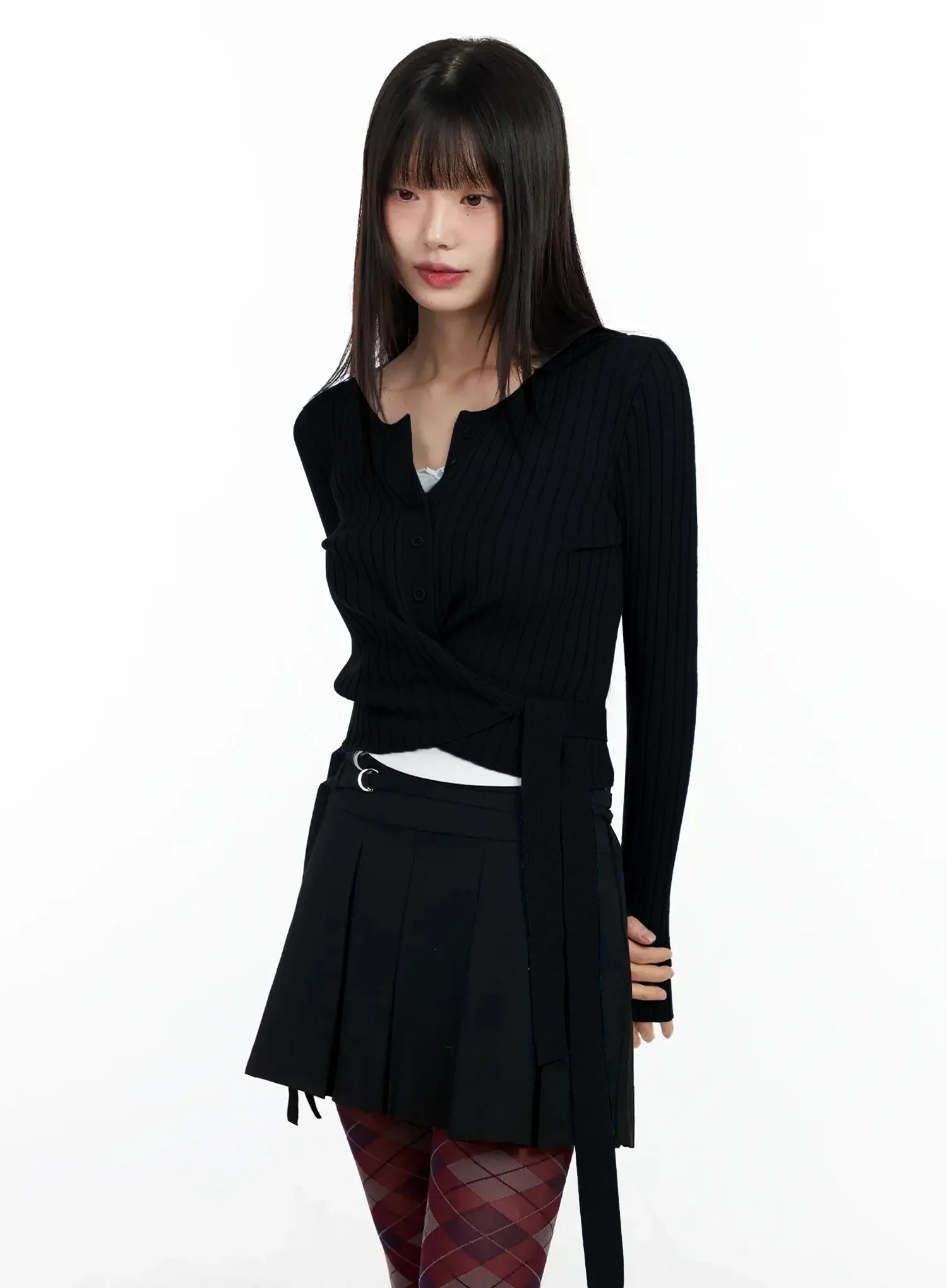 Ribbed Wrap Knit Cardigan IM523 - Image 14
