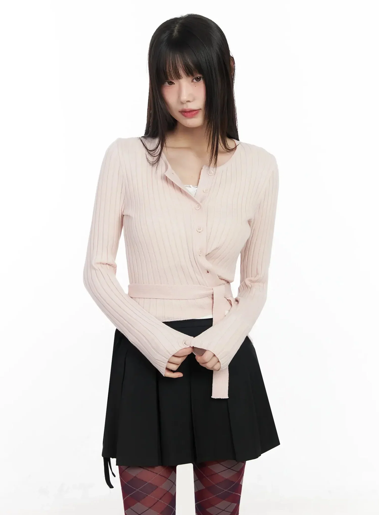 Ribbed Wrap Knit Cardigan IM523 - Image 6