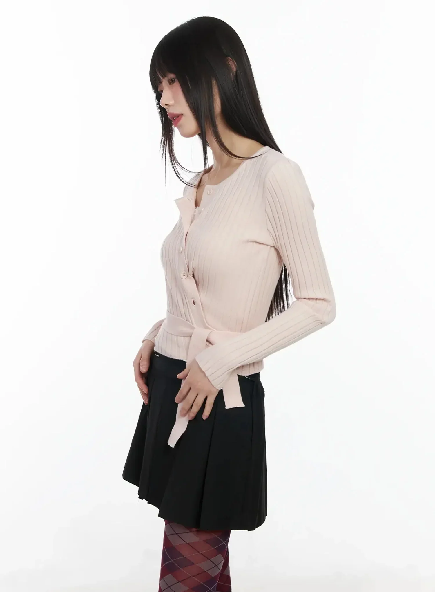 Ribbed Wrap Knit Cardigan IM523 - Image 8