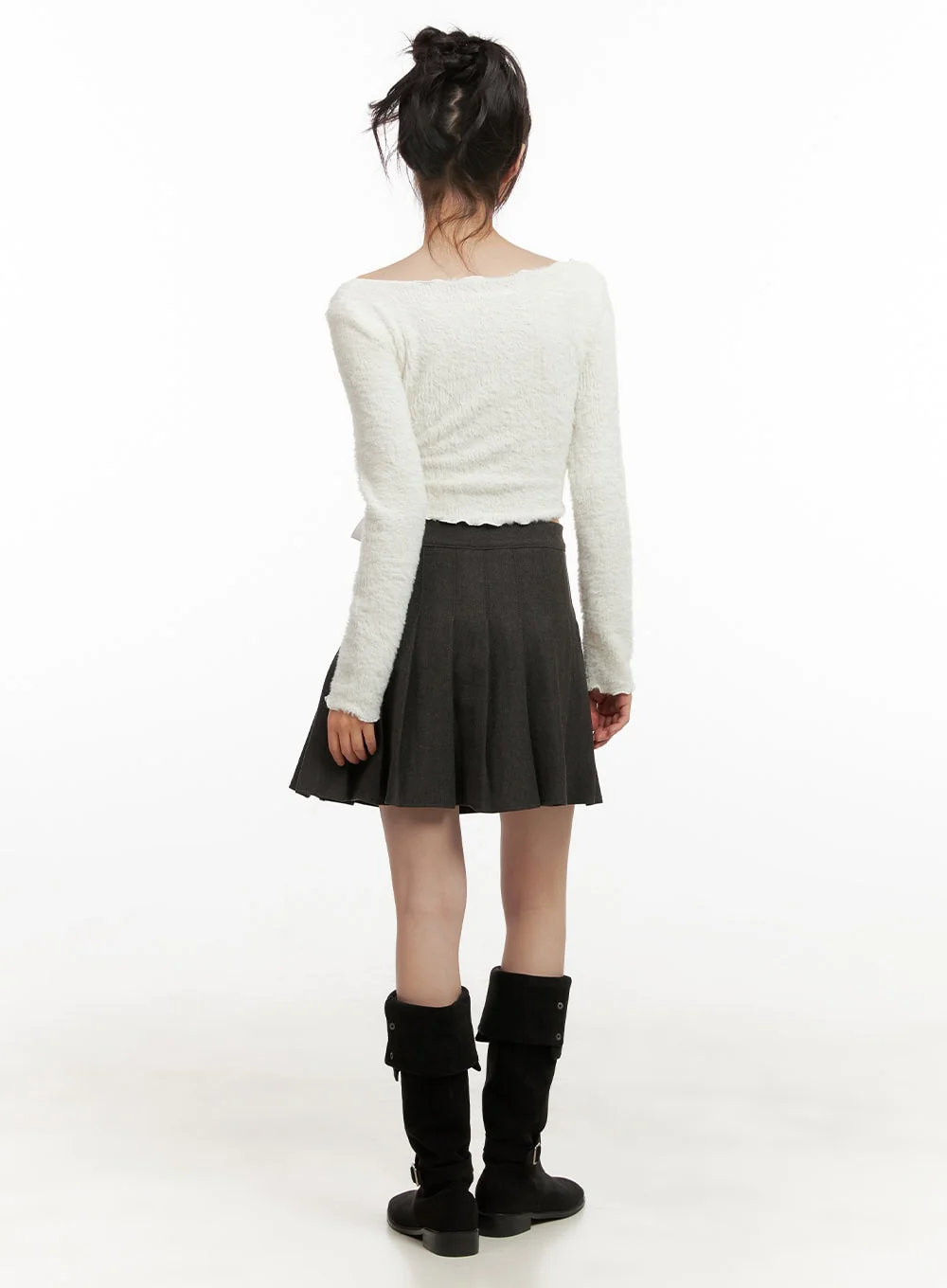 Ribbon Boat-Neck Long-Sleeve Crop Top CJ501 - Image 7