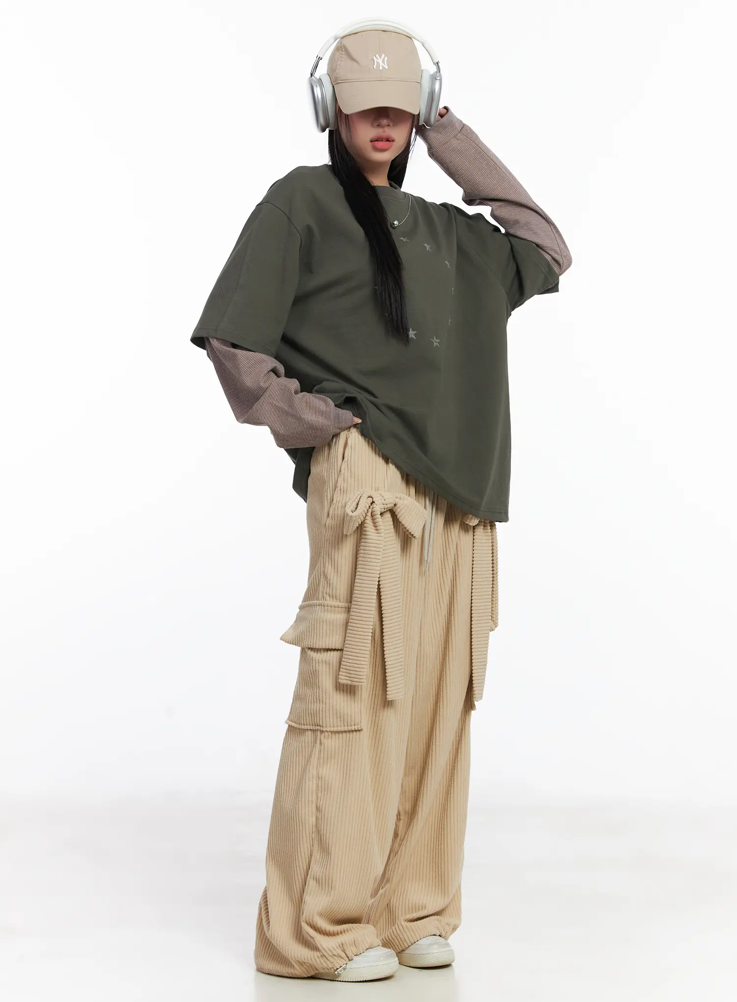 Ribbon Corduroy Wide-Leg Pants CJ514 - Image 2