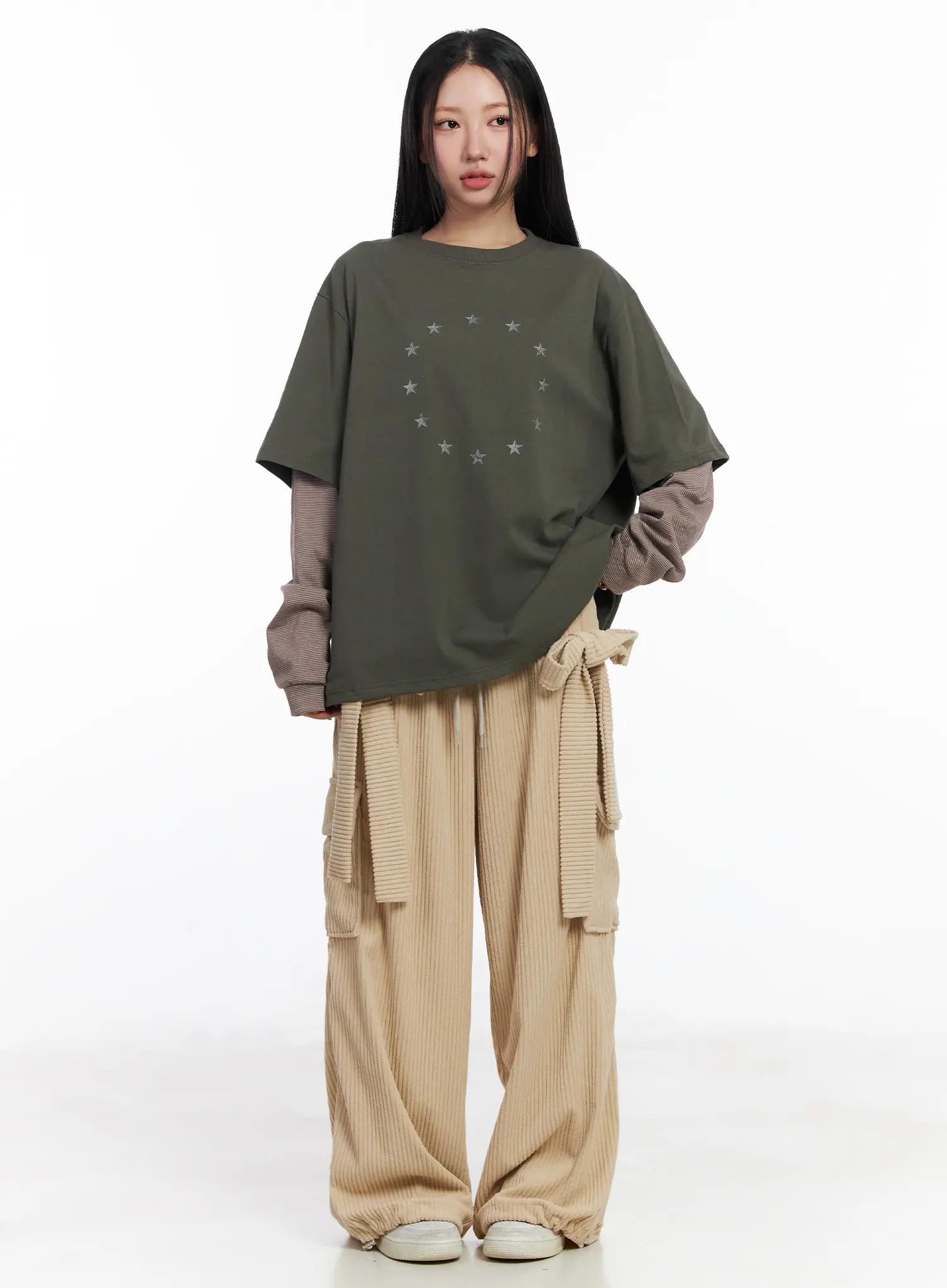 Ribbon Corduroy Wide-Leg Pants CJ514 - Image 3