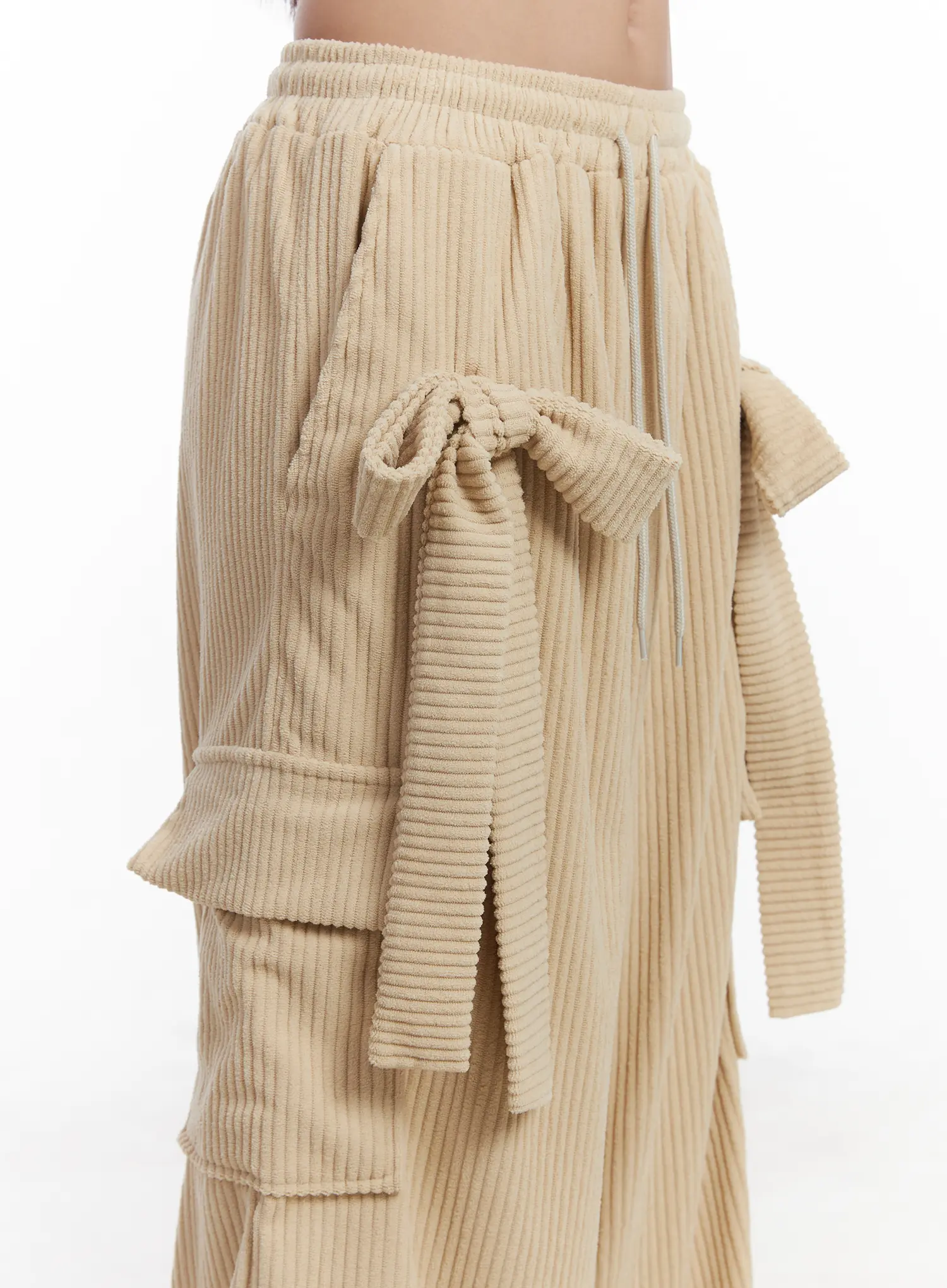 Ribbon Corduroy Wide-Leg Pants CJ514 - Image 4