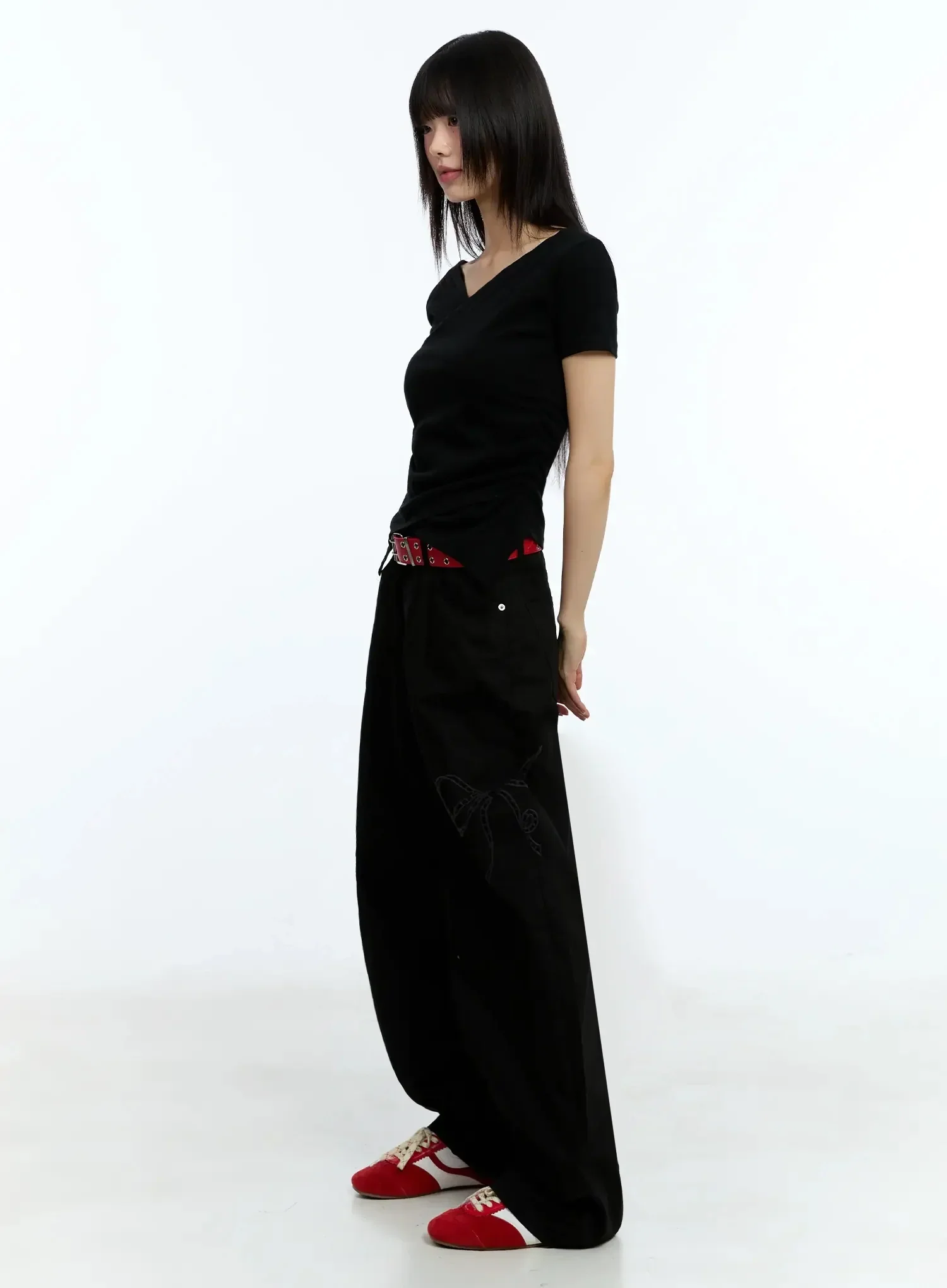 Ribbon Detail Baggy Pants IU523 - Image 10
