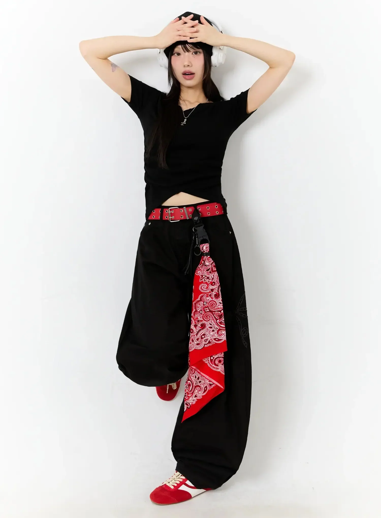Ribbon Detail Baggy Pants IU523 - Image 13