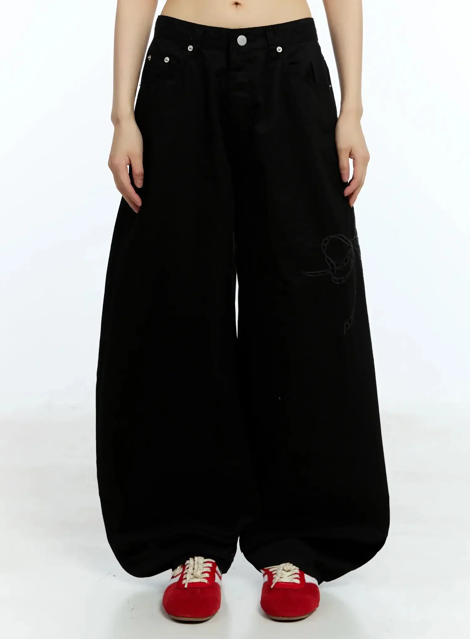 Ribbon Detail Baggy Pants IU523 - Image 4