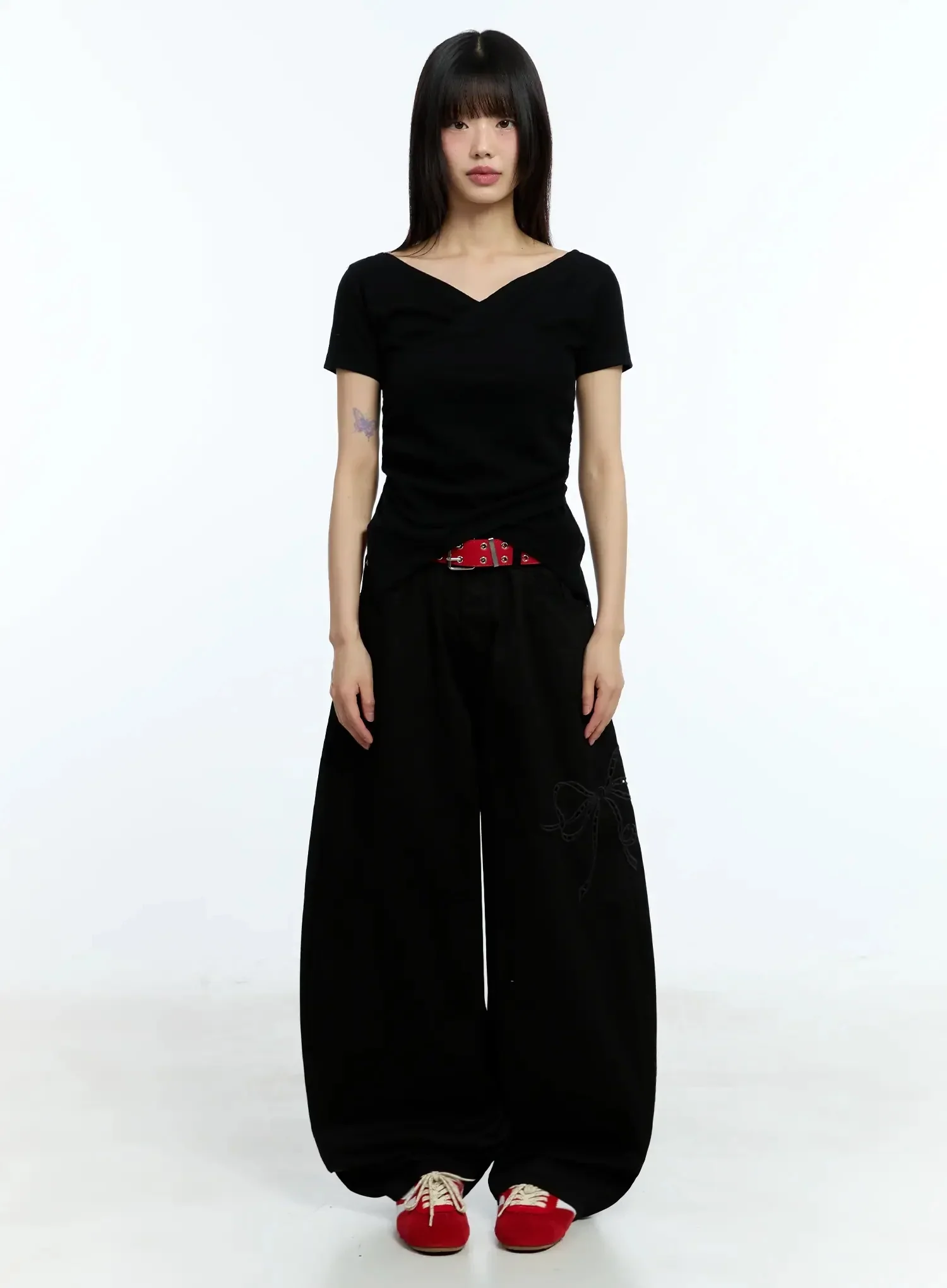 Ribbon Detail Baggy Pants IU523 - Image 5