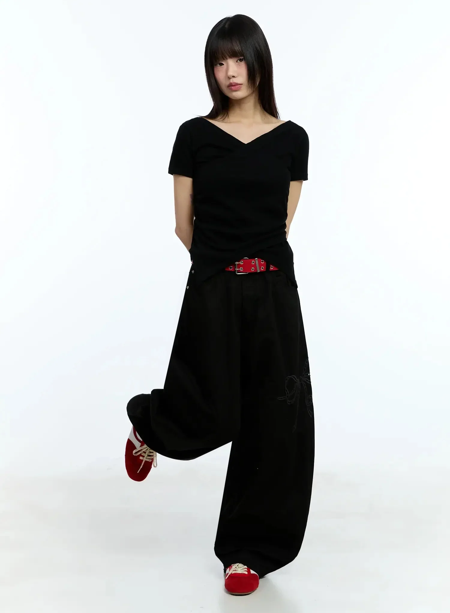Ribbon Detail Baggy Pants IU523 - Image 6