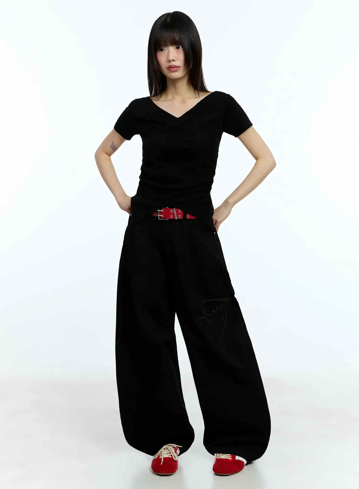 Ribbon Detail Baggy Pants IU523 - Image 9