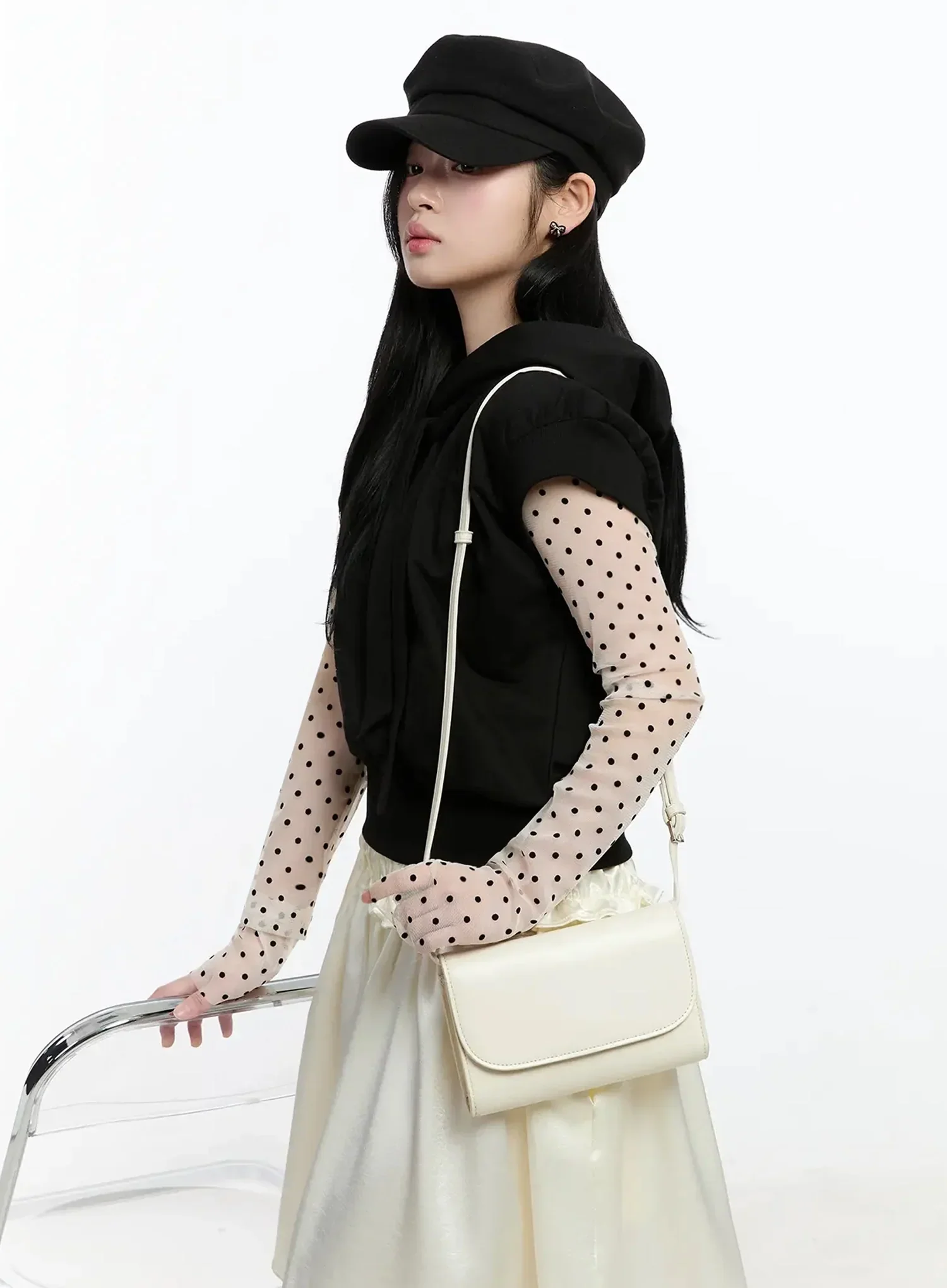 Ribbon Detail Short Sleeve Hoodie IM519