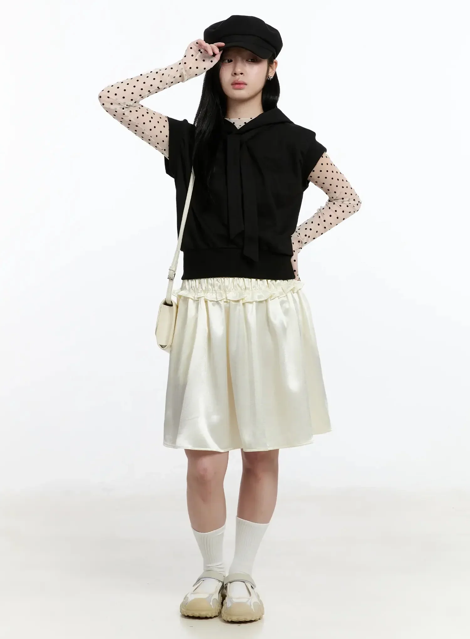 Ribbon Detail Short Sleeve Hoodie IM519 - Image 5
