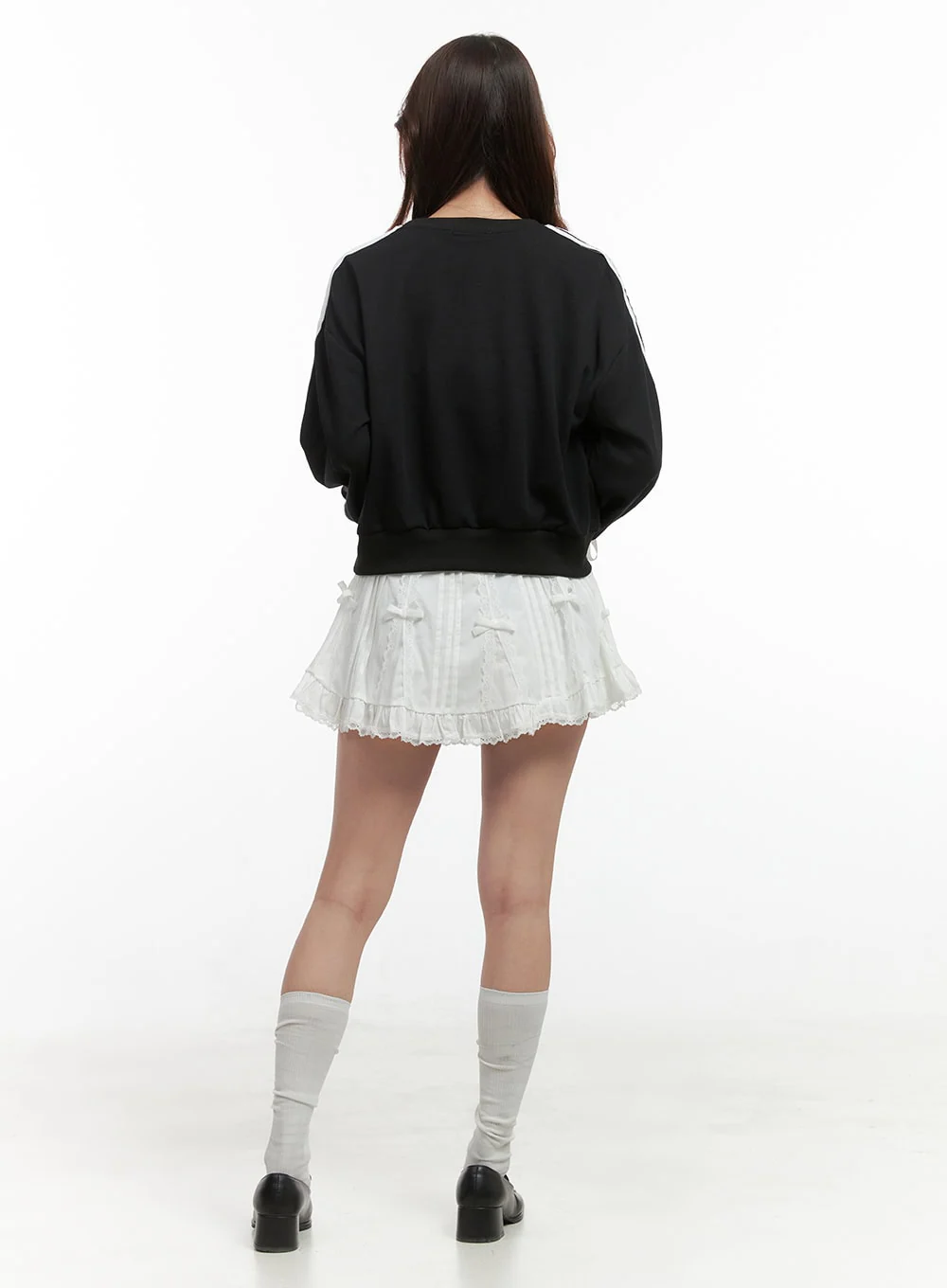 Ribbon-Lined Cotton Sweatshirt OO421 - Image 3