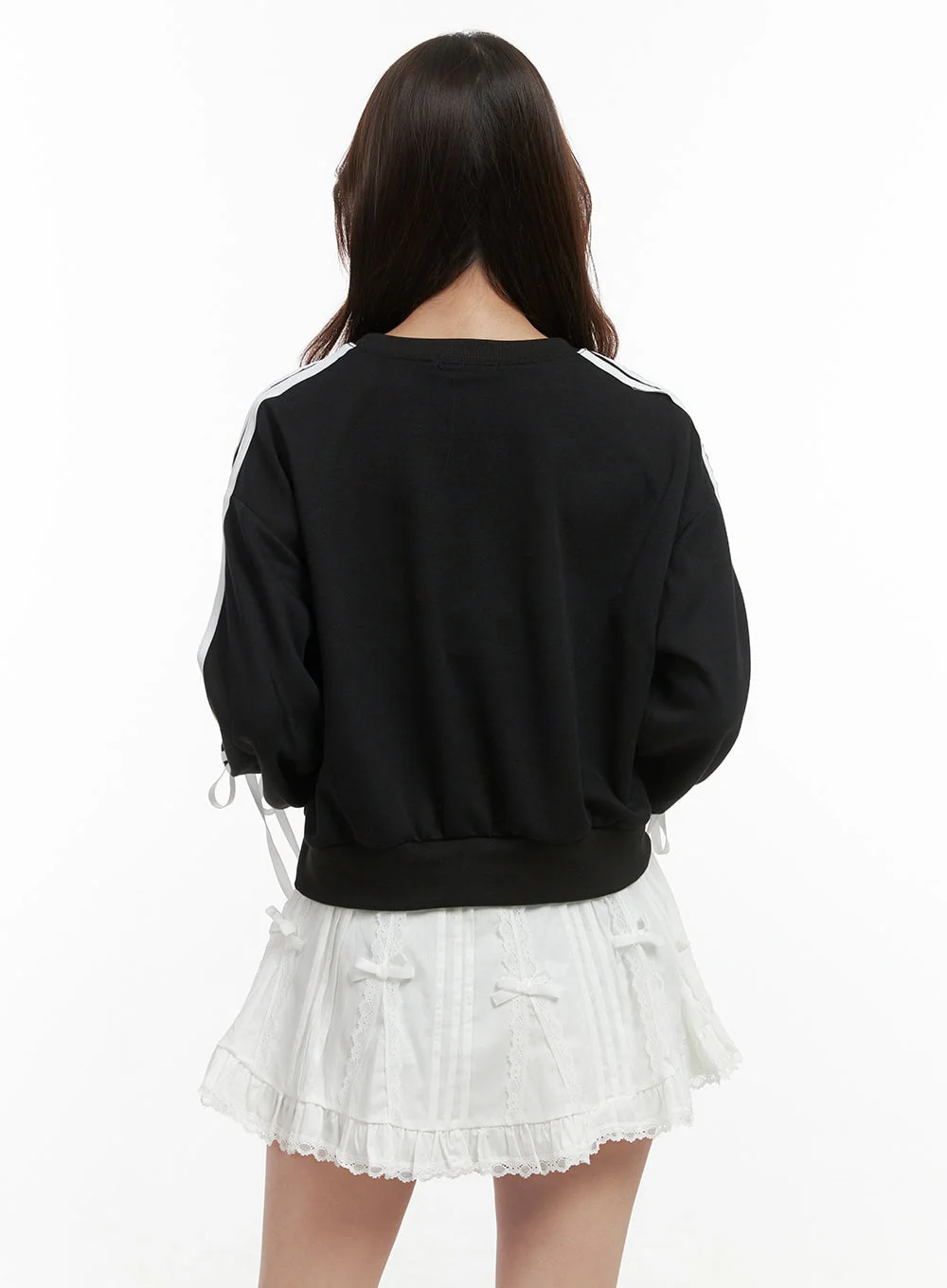 Ribbon-Lined Cotton Sweatshirt OO421 - Image 6