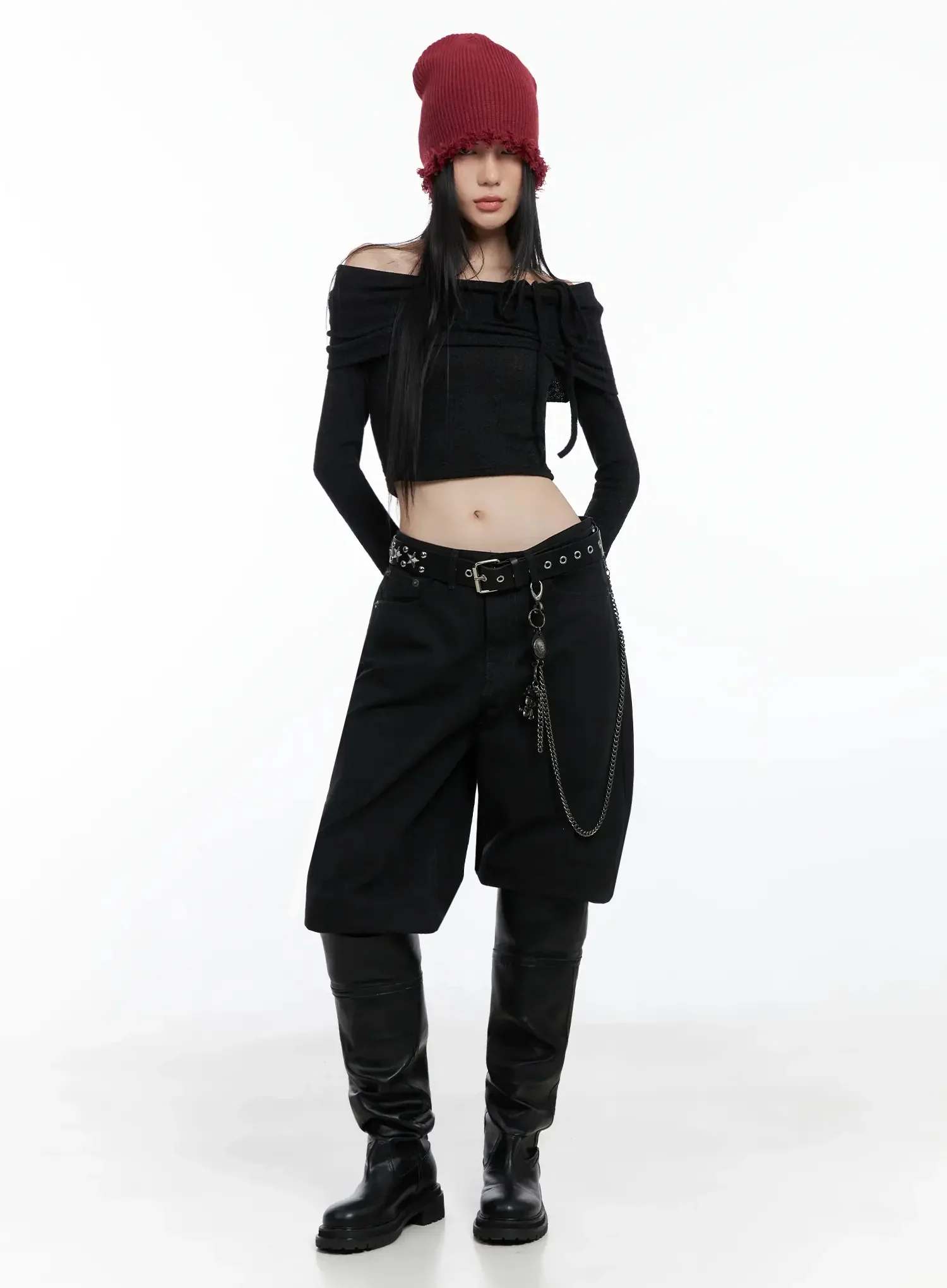 Ribbon Off-Shoulder Knit Top IS525 - Image 14
